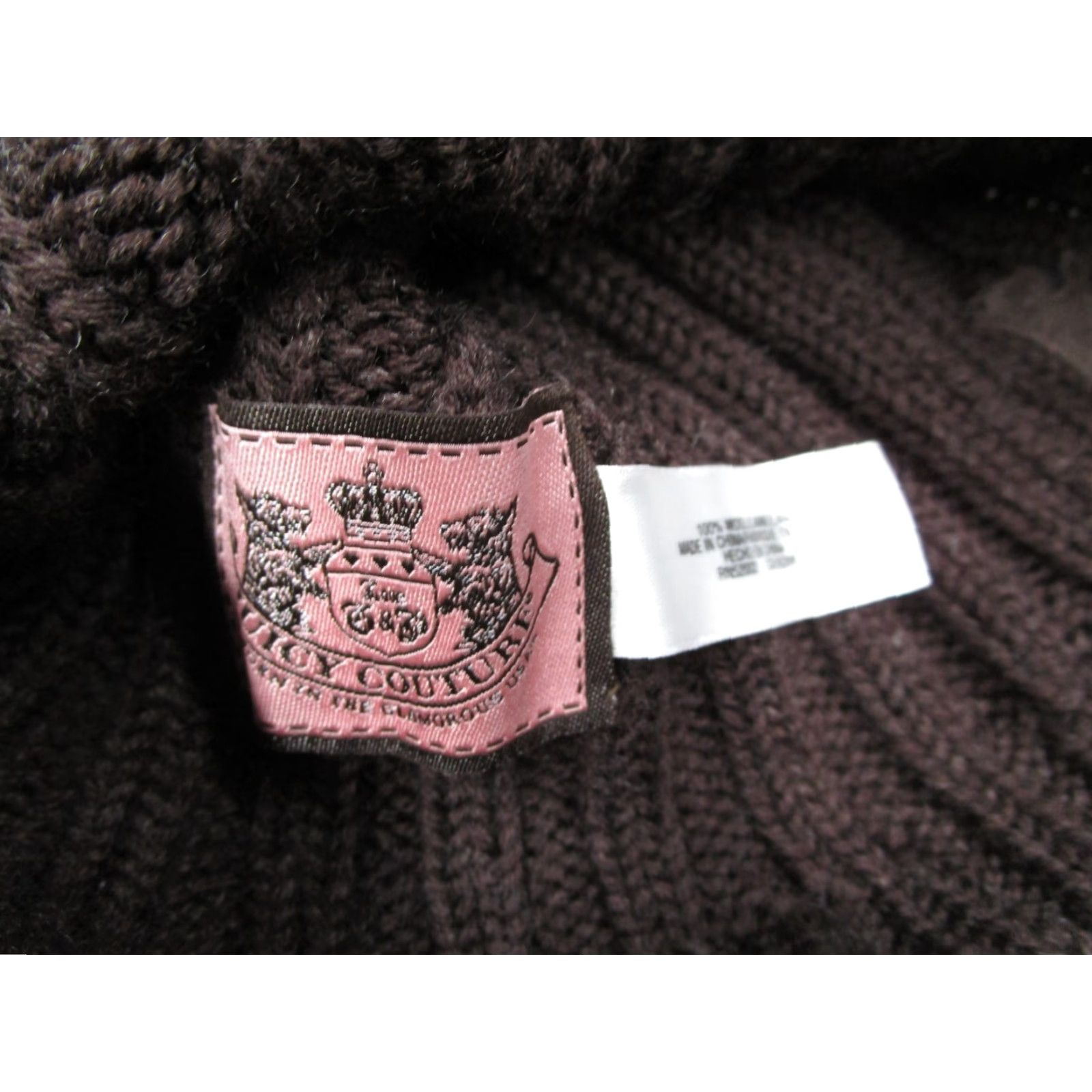 Juicy Couture Juicy Couture Women's Beanie Hat Wool Chunky Knit Brown Fall Winter Casual Outdoor Size ONE SIZE - 3 Thumbnail