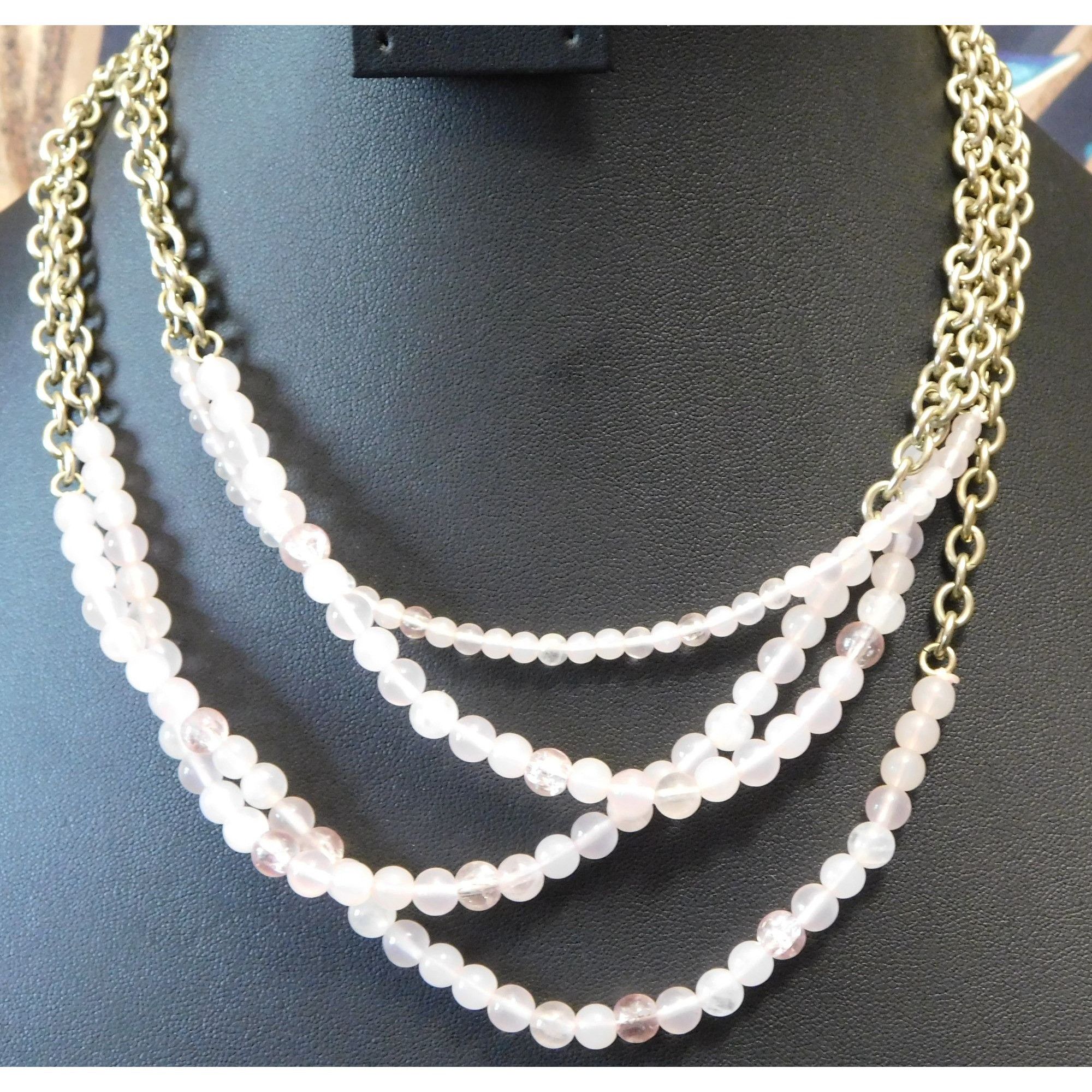 Other Multilayer Lolita Grunge Pink Beaded Chain Necklace Size ONE SIZE - 1 Thumbnail