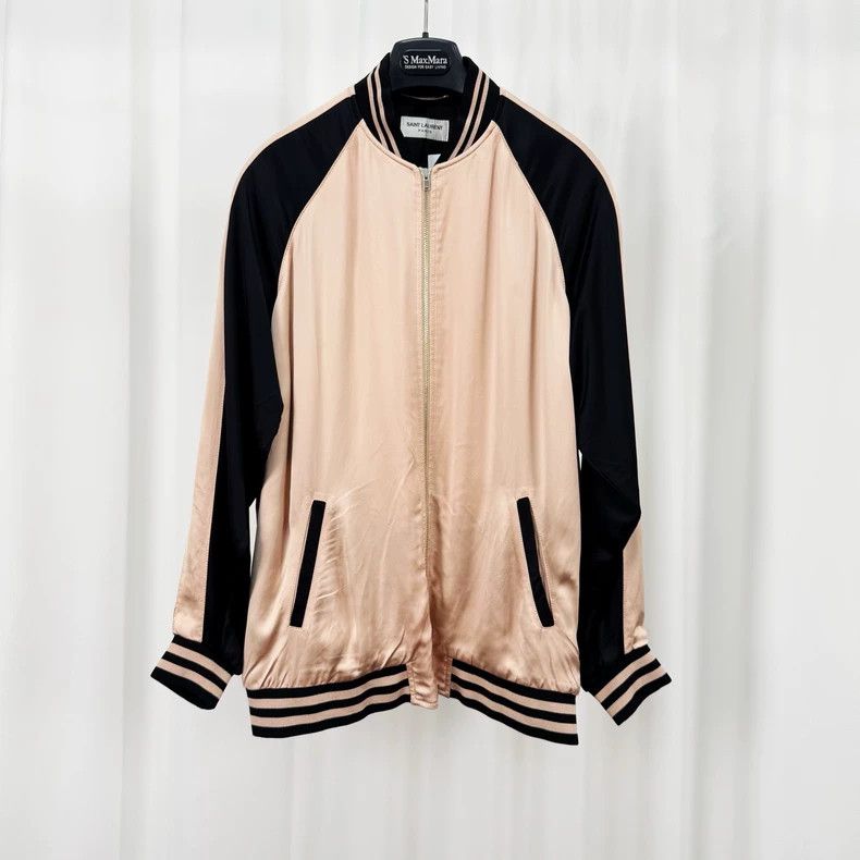 Saint Laurent Paris Saint Laurent Black Pink Silk Bomber Jacket-yf Size US M / EU 48-50 / 2 - 1 Thumbnail
