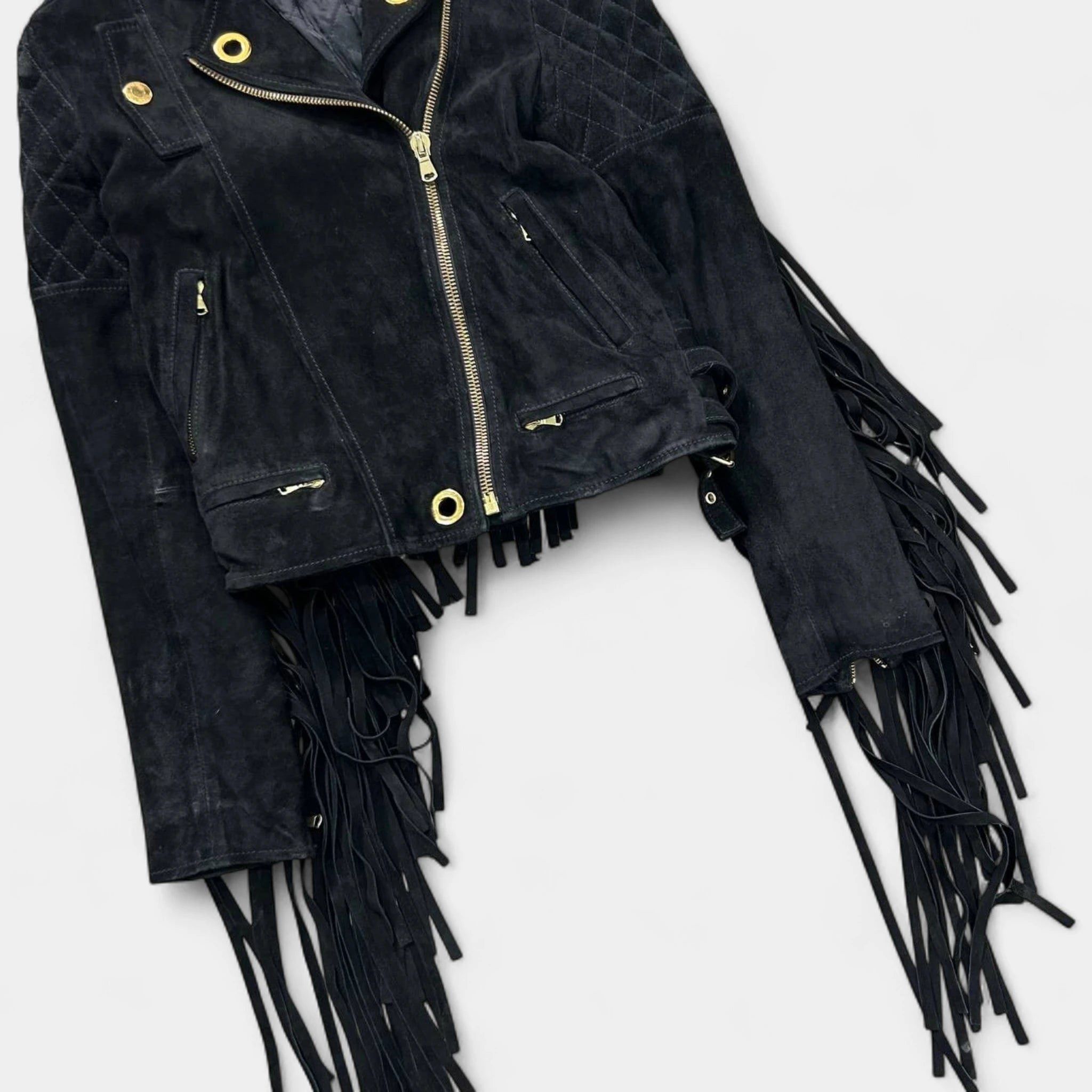 Balmain Pierre Balmain Suede Fringe Cowboy Biker Jacket Size US XS / EU 42 / 0 - 4 Thumbnail