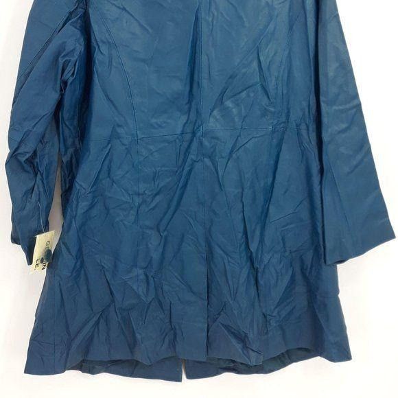 Vintage Vtg 80s Genuine Leather Trench Coat Sz 18 Turquoise Teal Col Size XXL / US 16-18 / IT 52-54 - 7 Thumbnail