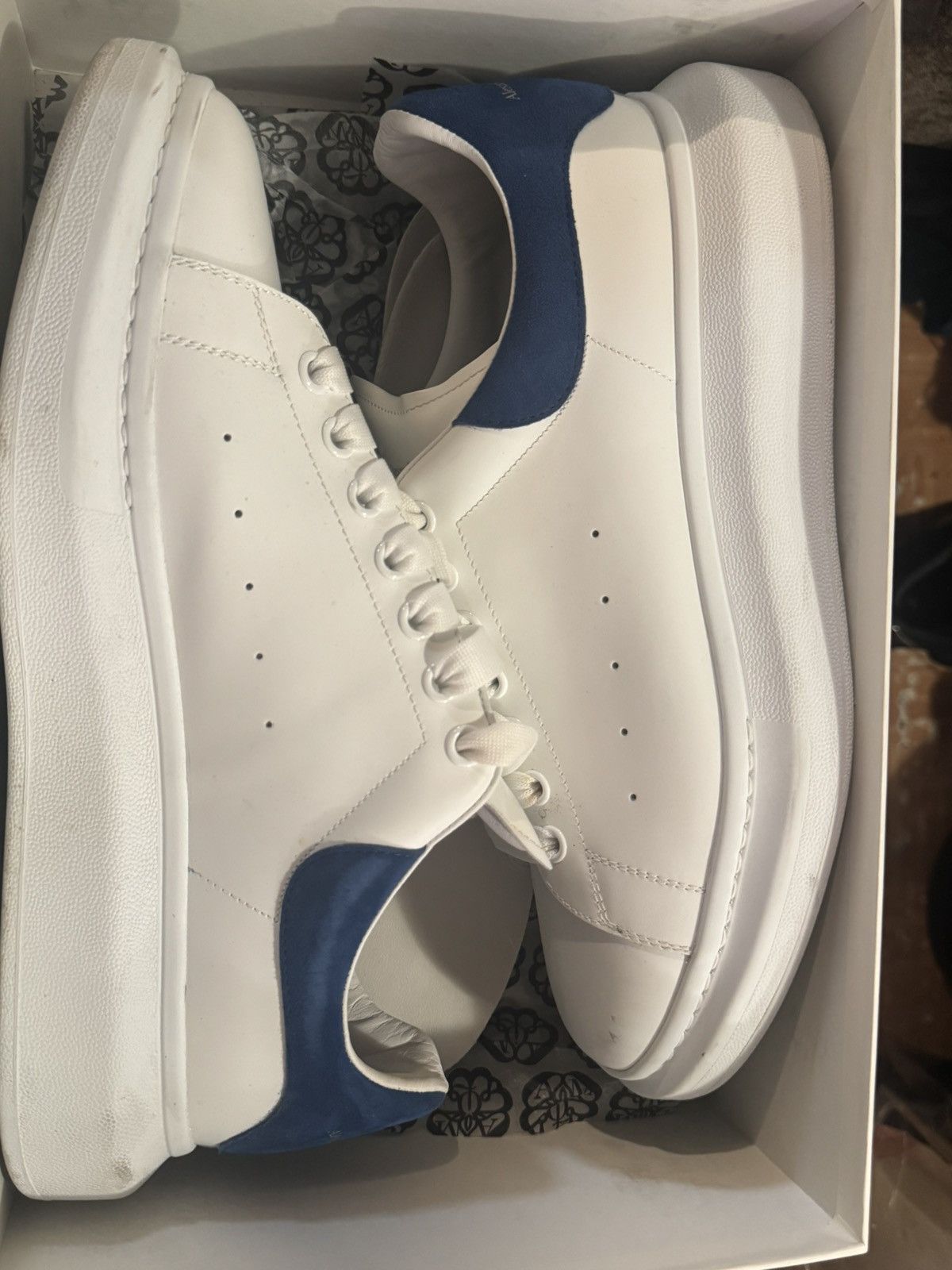 Alexander McQueen MCQUEEN WHITE & BLUE SNEAKERS Size US 13 / EU 46 - 3 Thumbnail