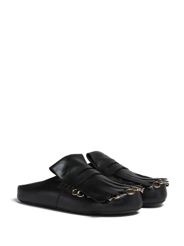 Marni o1w1db10325 Fringed Leather Sandals in Black Size US 7 / EU 40 - 2 Thumbnail