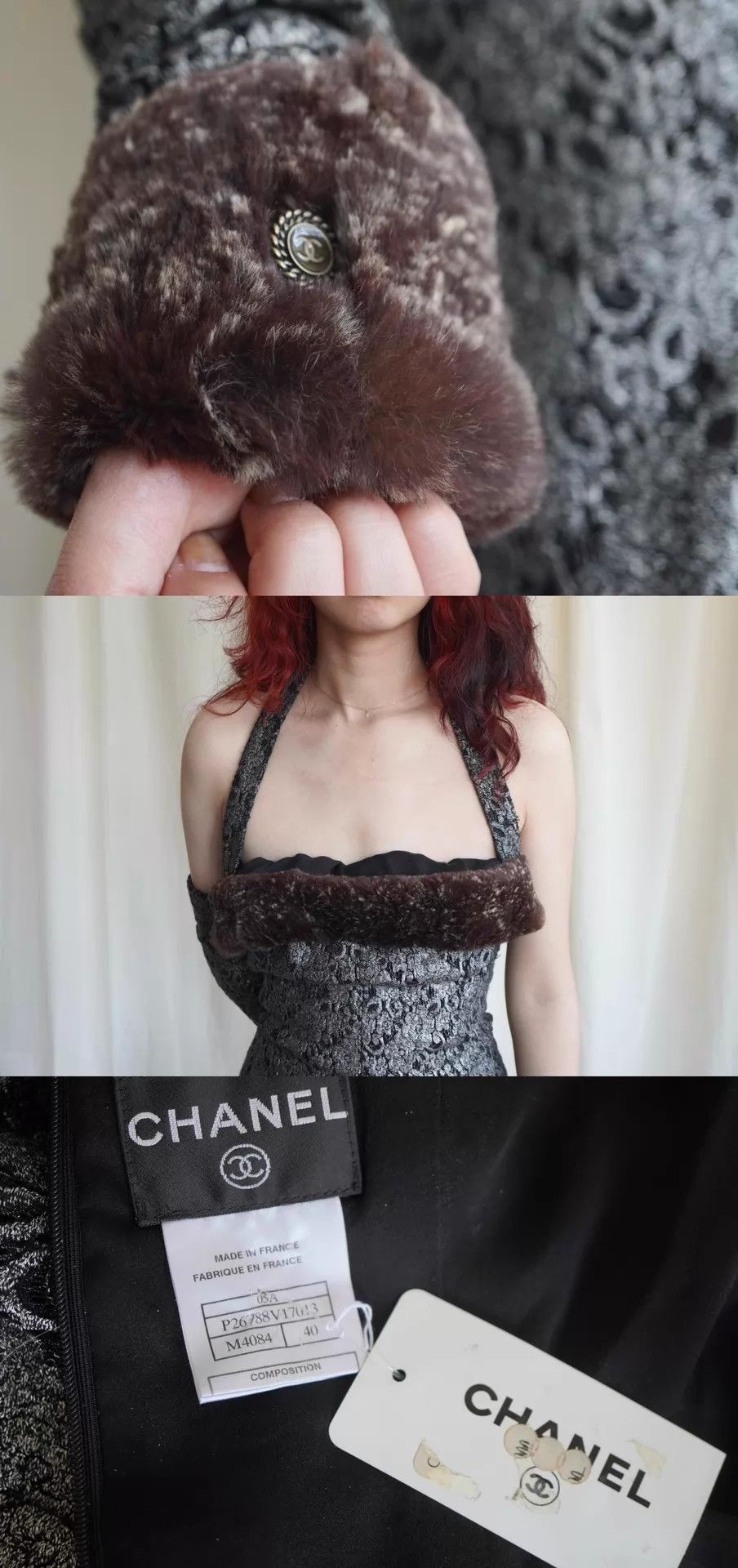Chanel Chanel 2005 AW Halter Lace Dress Sleeve Set Silver/Suede L Size L / US 10 / IT 46 - 9 Thumbnail