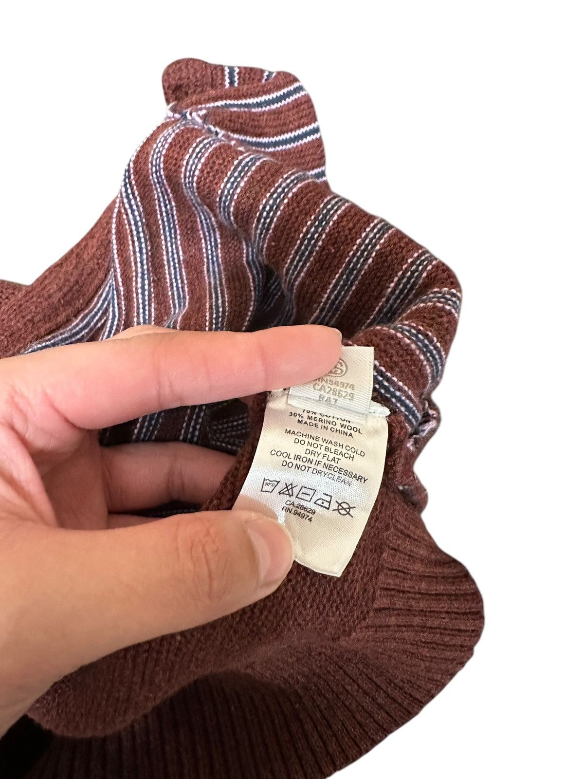 Stussy Stussy Burgundy/Navy Striped Cardigan Size US S / EU 44-46 / 1 - 5 Thumbnail