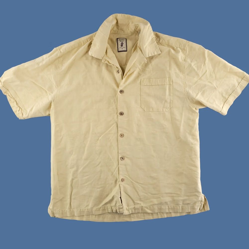 Vintage Jamaica Jaxx Shirt Mens Large Yellow 100% Silk Short Sleeve Button Up Hawaiian Solid Regular Collared Button-Up Size US L / EU 52-54 / 3 - 1 Thumbnail