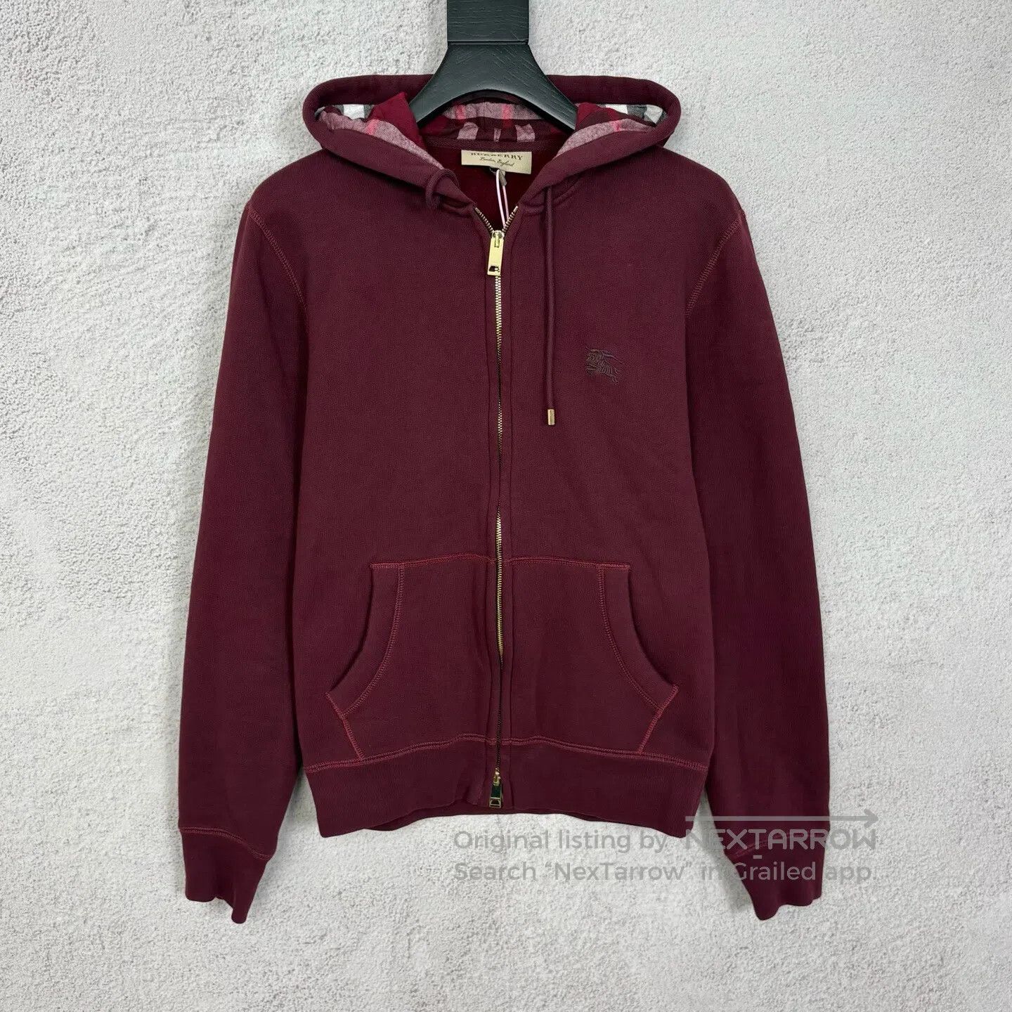 Burberry Burberry Red wine-colored zipper combat spurs embroidered Size US XS / EU 42 / 0 - 1 Thumbnail