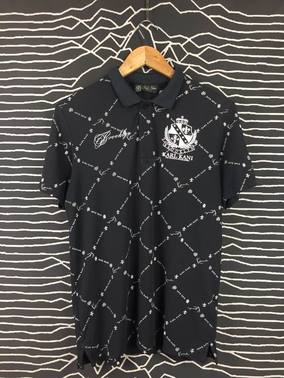 Karl Kani Vtg Karl Kani Golf Brooklyn Patterned Polo Tee Size US M / EU 48-50 / 2 - 6 Thumbnail