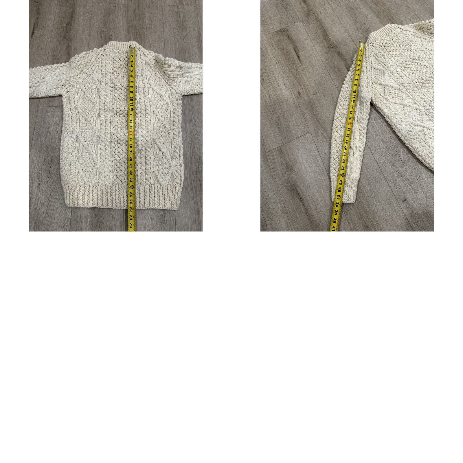 Vintage VINTAGE Campbell's Sweater Aran Cable-Knit Wool Ivory 42 Women Crew Neck Long Sleeve NWT Ireland Size M / US 6-8 / IT 42-44 - 9 Thumbnail