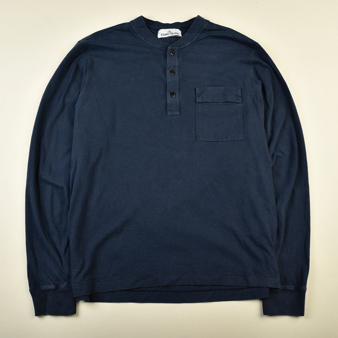 Stone Island Stone Island Plain Pocket Long Sleeve T-shirt Blue Size US L / EU 52-54 / 3 - 1 Thumbnail