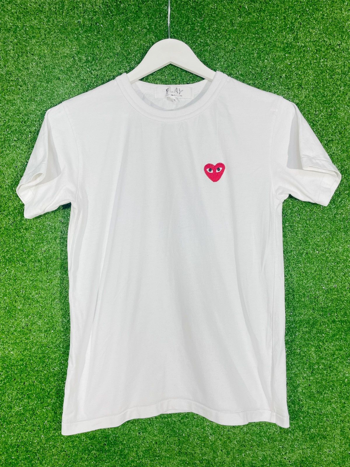 Comme des Garcons Japanese Brand Streetwear CDG Women Basic White T Shirt Embroidered Heart Logo Size M Grailed