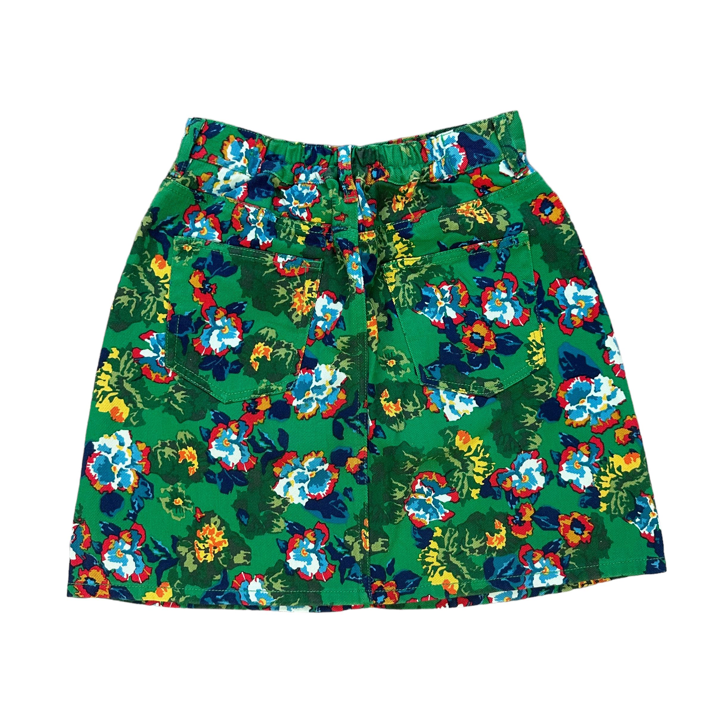 Japanese Brand FLOWERS FULLPRINT / OVERPRINT DENIM MINI SKIRT #8652-019 Size 24" / US 00 / IT 34 - 7 Thumbnail