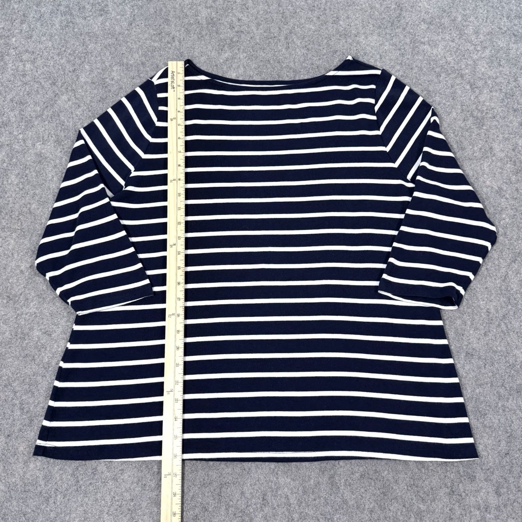Vintage Ava & Viv T-Shirt Women's Plus Size 1X Blue White Stripes 3/4 Sleeve Pullover Casual Size XL / US 12-14 / IT 48-50 - 4 Thumbnail