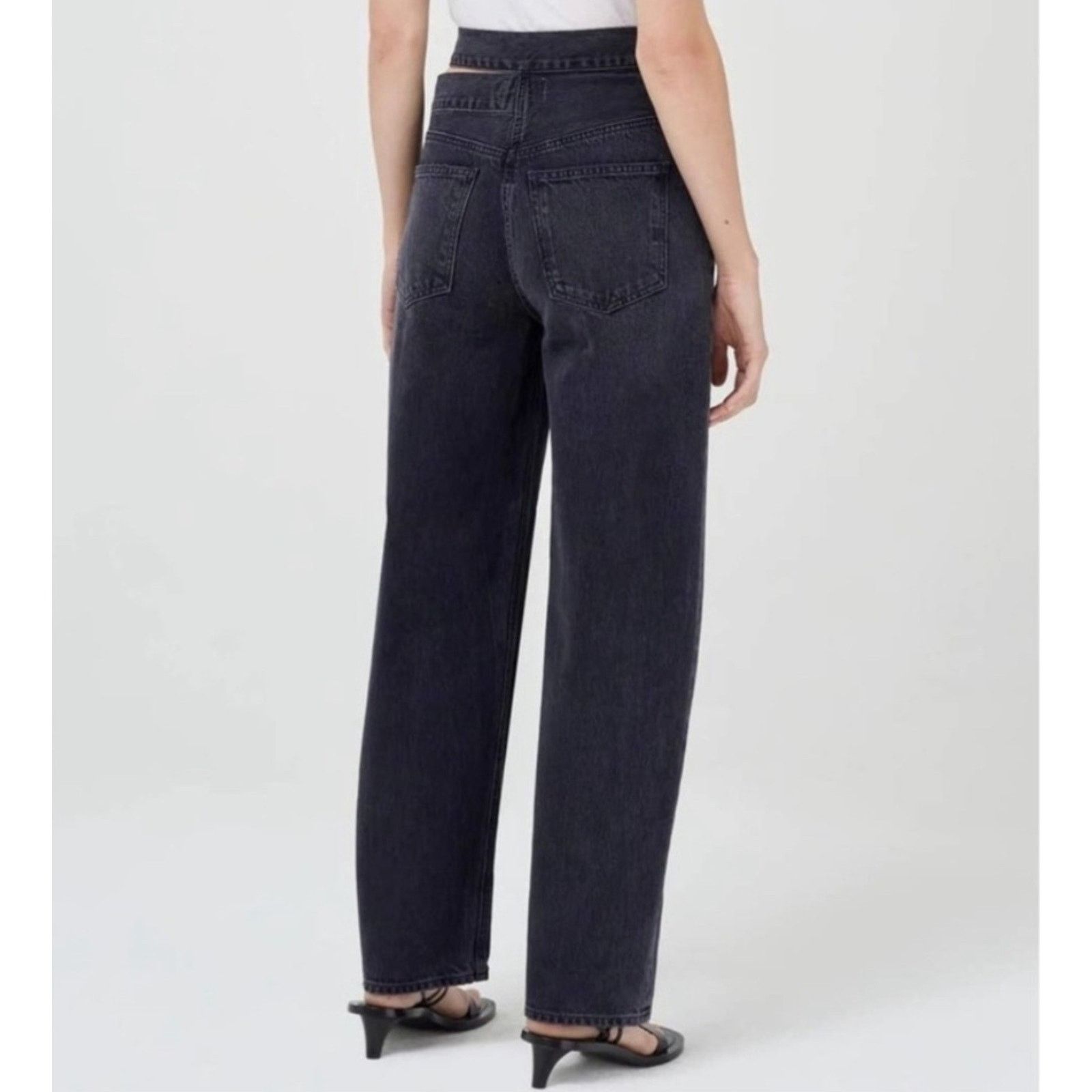 Agolde AGOLDE Broken Waistband Jeans Organic Cotton Black Denim Size 25" / US 0 / IT 36 - 4 Thumbnail