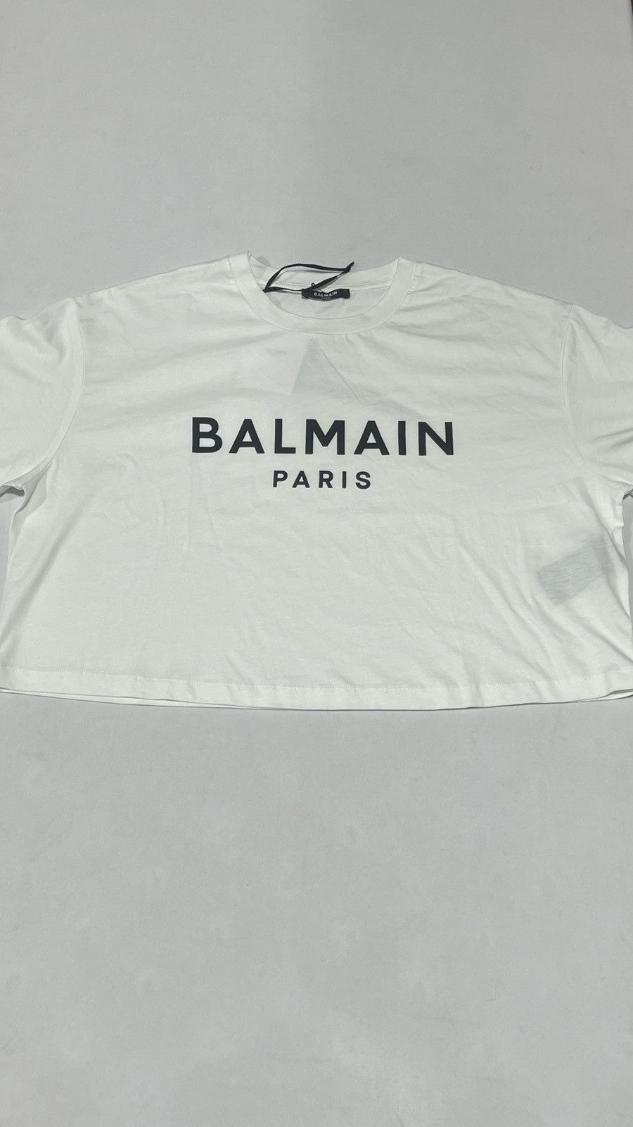 Tシャツ・カットソー BALMAIN Women Tops BF1EF005BB02GAB White T-shirt with Balmain Paris print white white - Women | BALMAIN