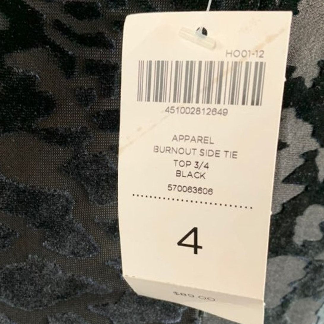 Chicos Chico's Blouse Women's Size 4 Black Top Side Tie 3/4 Sleeve Size XXL / US 16-18 / IT 52-54 - 8 Thumbnail