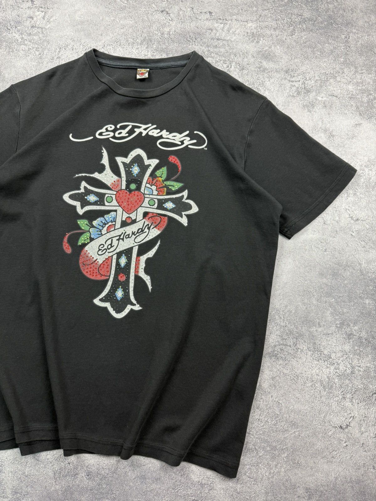Ed Hardy Vintage Y2K Ed Hardy By Christian Audigier T-Shirt Cross Tee Size US XL / EU 56 / 4 - 5 Thumbnail