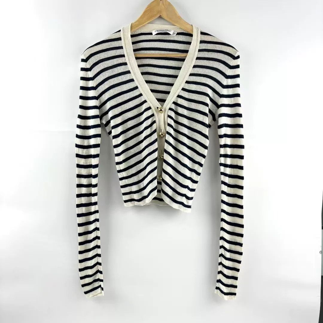 Dior Dior Striped Nautical Cardigan Size S / US 4 / IT 40 - 1 Thumbnail