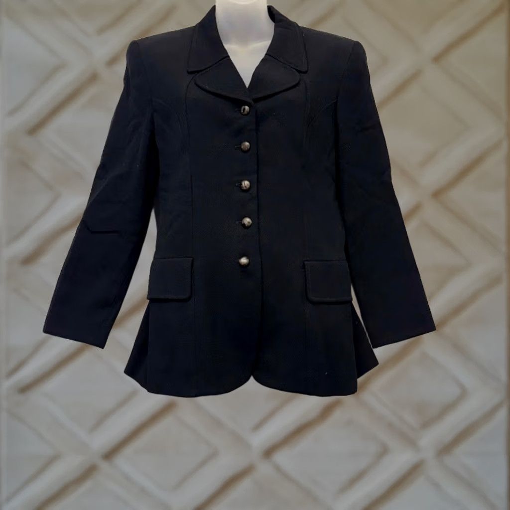 Albert Nipon VINTAGE Albert Nipon Black Wool Trench Style Blazer Size 8 Military Jacket Women Size M / US 6-8 / IT 42-44 - 1 Thumbnail