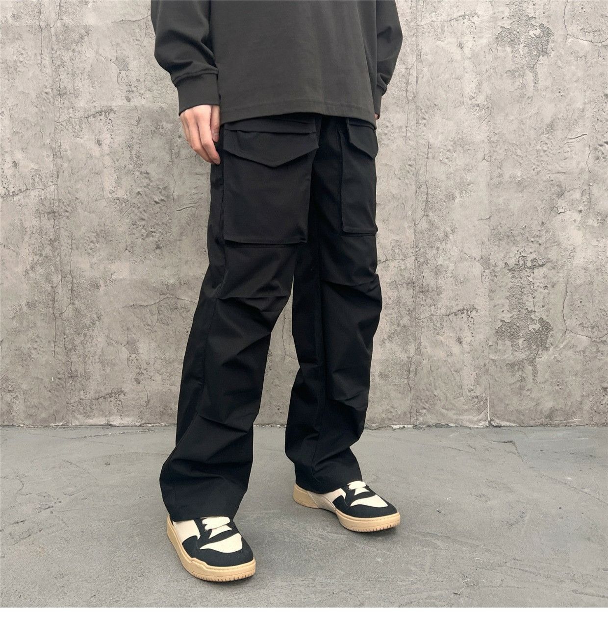 utility pleated baggy cargo pants