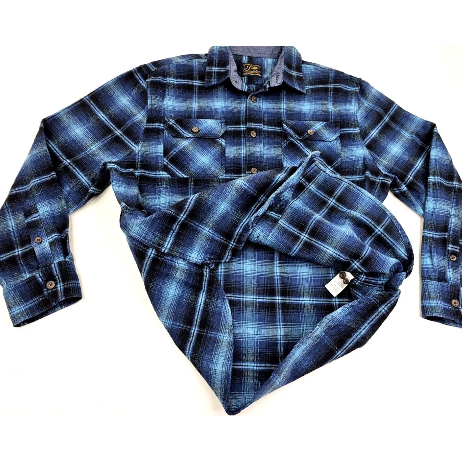 Vintage JACHS Heritage Heavyweight Flannel Shirt Men XL Blue Plaid Cotton Outdoor EUC Shirt Size US XL / EU 56 / 4 - 4 Thumbnail
