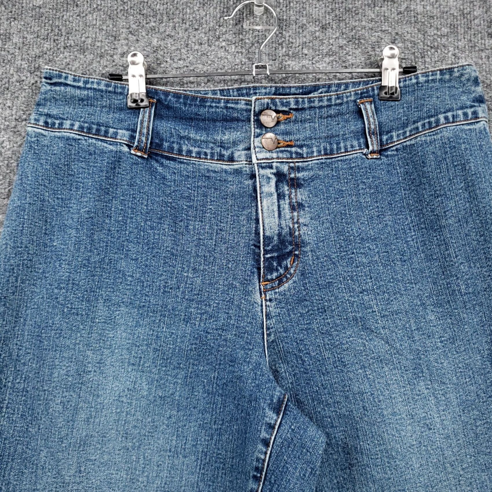 Vintage Venezia Jeans Womens 14 High Rise Cropped Blue Denim Zip Closure Rinse Wash Size 36" / US 14 / IT 50 - 6 Thumbnail