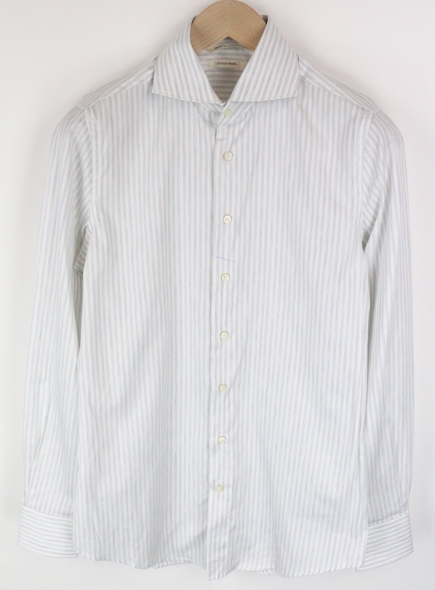 Suitsupply 38/15 Extra Slim Grey Cotton Blend Striped 72839 Size 38R - 1 Thumbnail