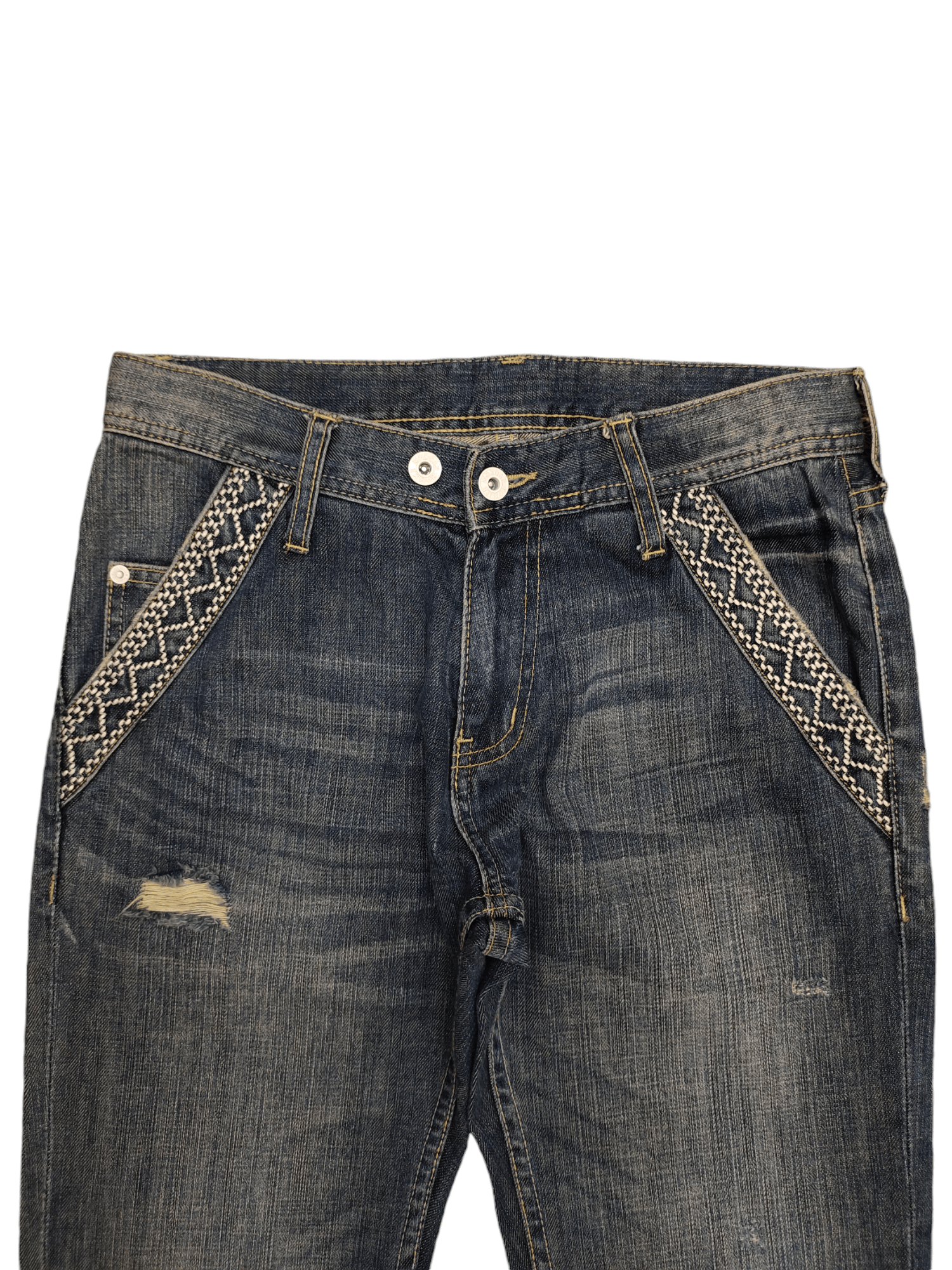 Morgan Homme Vintage Morgan Homme Japan sashiko Embroider Distress Jeans Size US 30 / EU 46 - 2 Thumbnail
