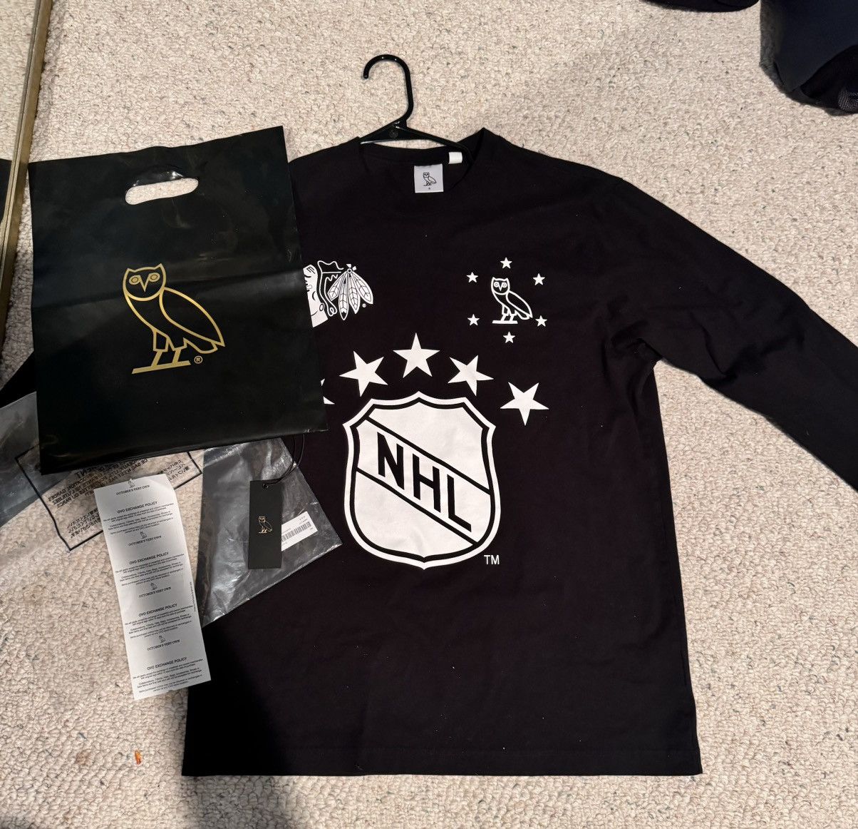 image of Ovo X Nhl Black T-Shirt, Men's (Size Small)