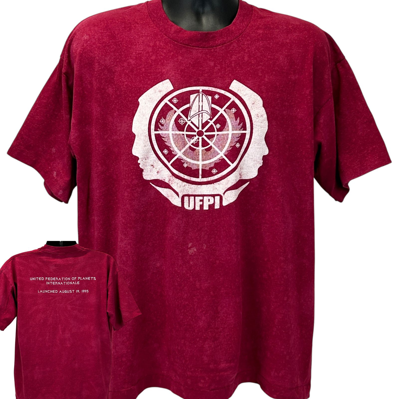 Fruit Of The Loom Vintage Star Trek United Federation of Planets T Shirt Red Size US XL / EU 56 / 4 - 1 Thumbnail