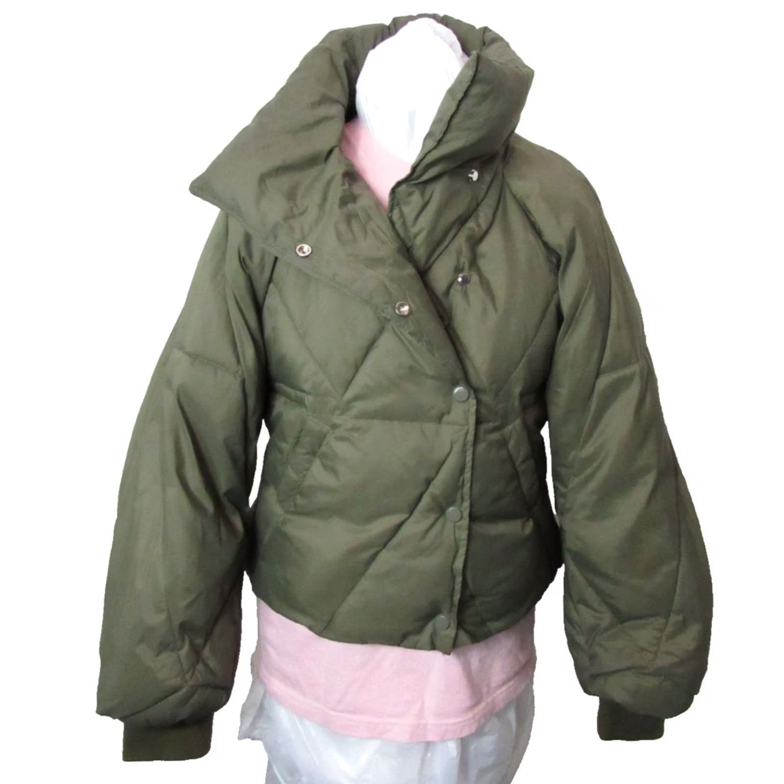 Vintage ESQUALO Military Green Puffer Jacket Snap Button Womens Size 6 Size M / US 6-8 / IT 42-44 - 2 Thumbnail