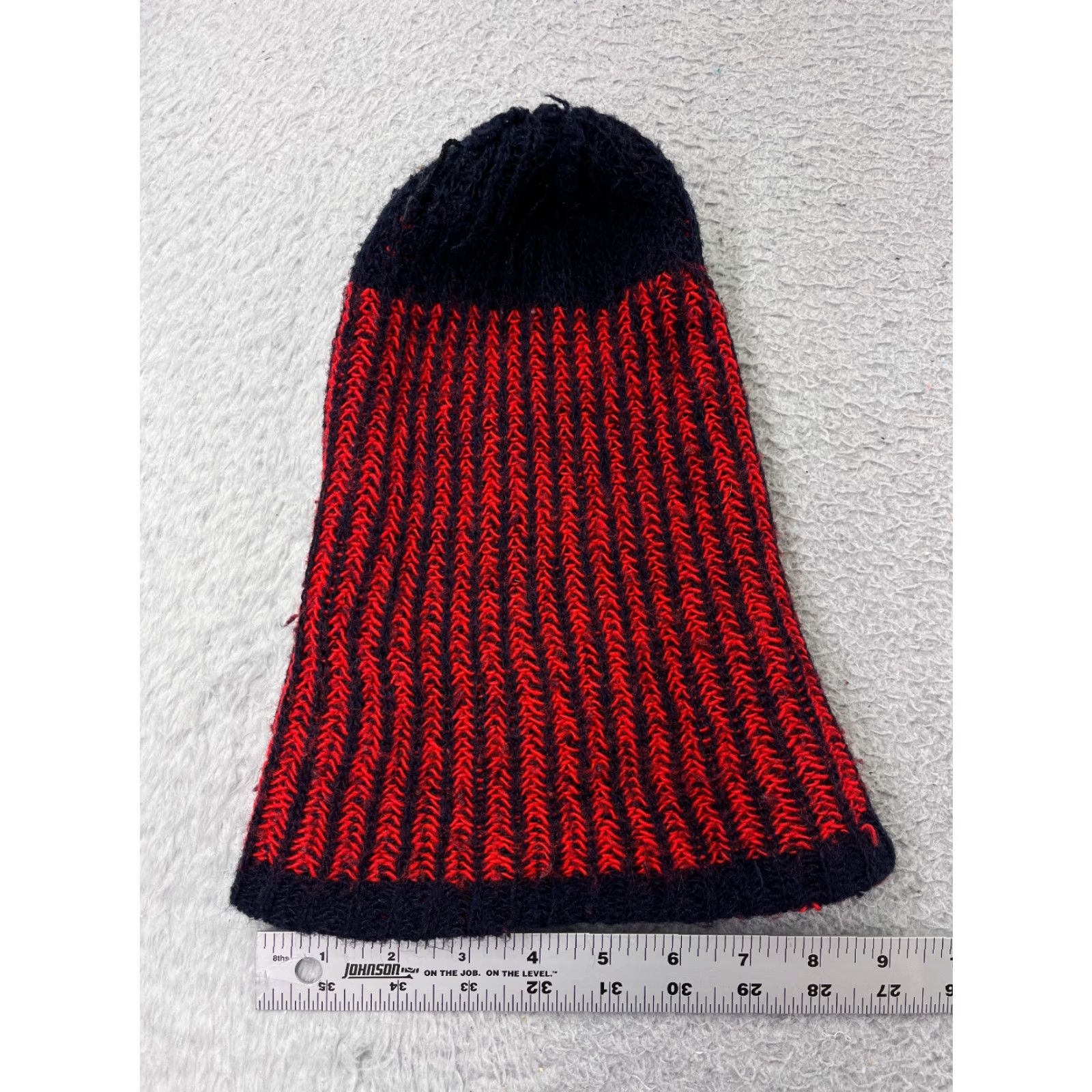 Vintage Beanie Toque Adult One Size Red Blue Knit Snow Winter Ski Stripe Polyester Size ONE SIZE - 5 Thumbnail
