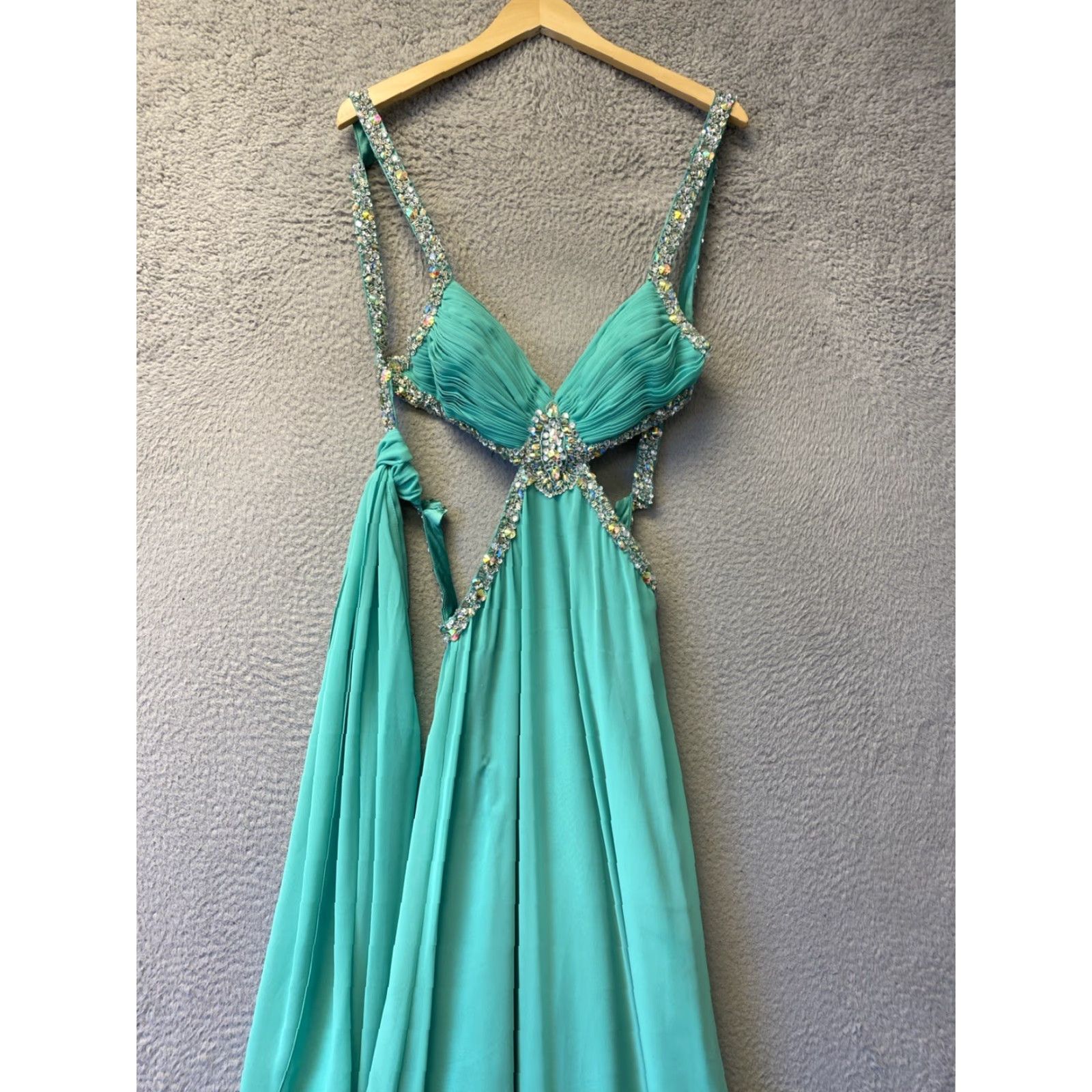 Altea Cinderella Divine Dress Size 4 Teal Green Maxi Sleeveless Fit & Flare Long 65" Wedding Womens Size S / US 4 / IT 40 - 2 Thumbnail