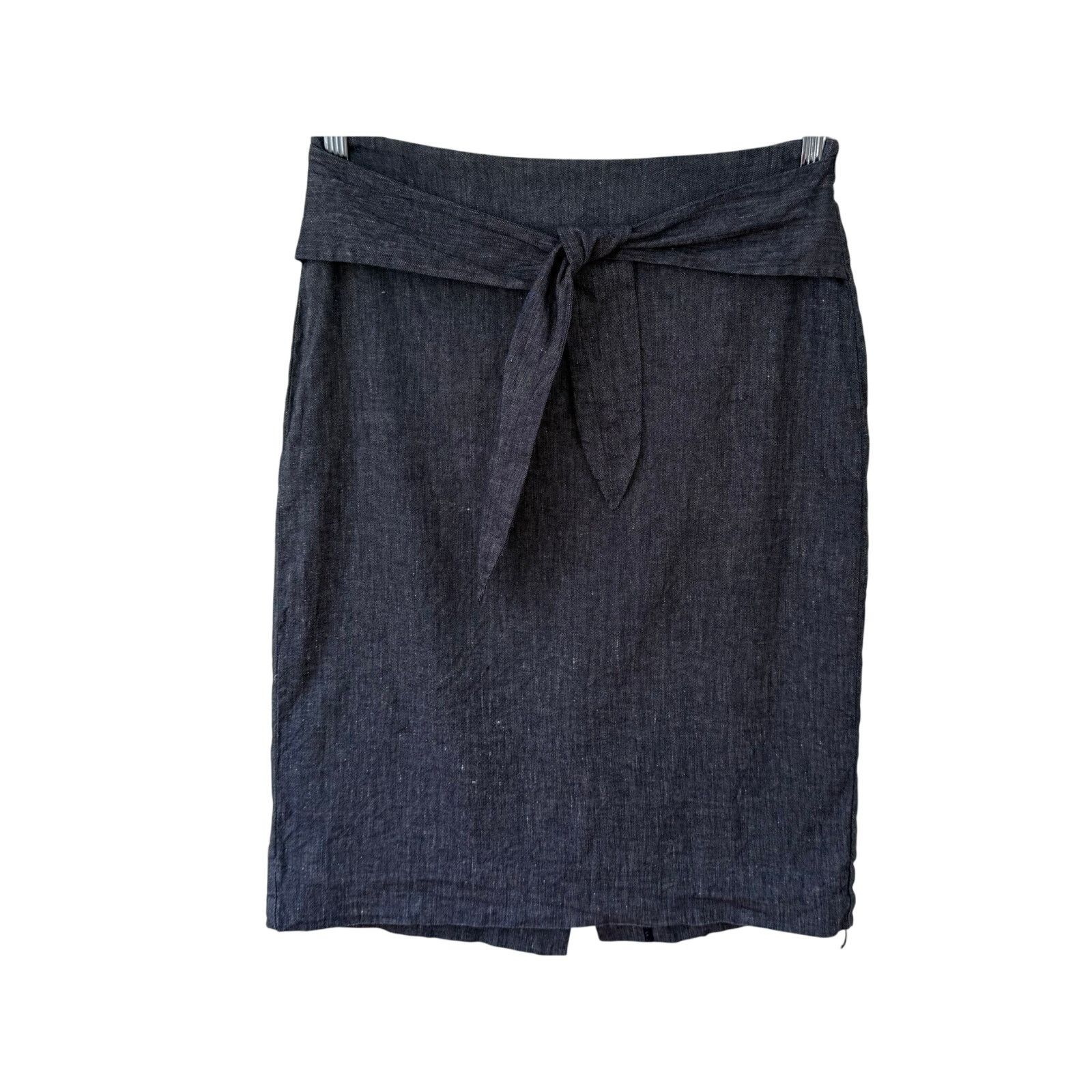 Ann Taylor Ann Taylor 8 Denim colored linen/cotton blend pencil skirt Size 30" / US 8 / IT 44 - 1 Thumbnail