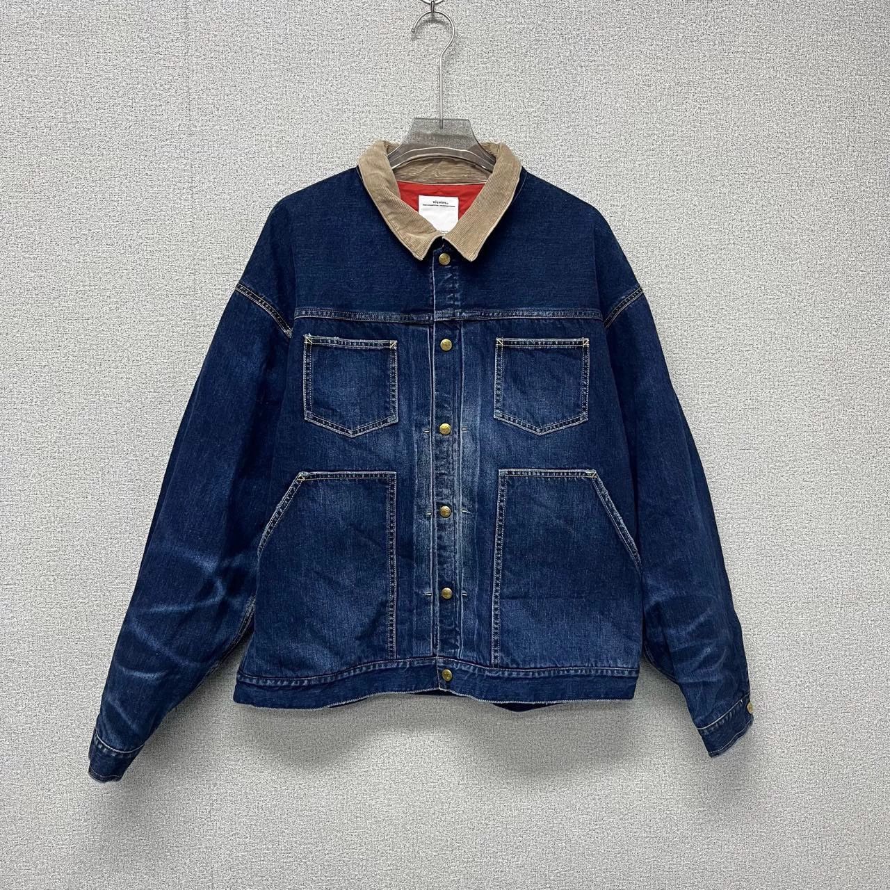 Visvim corduroy collar edge wash blue denim jacket jacket