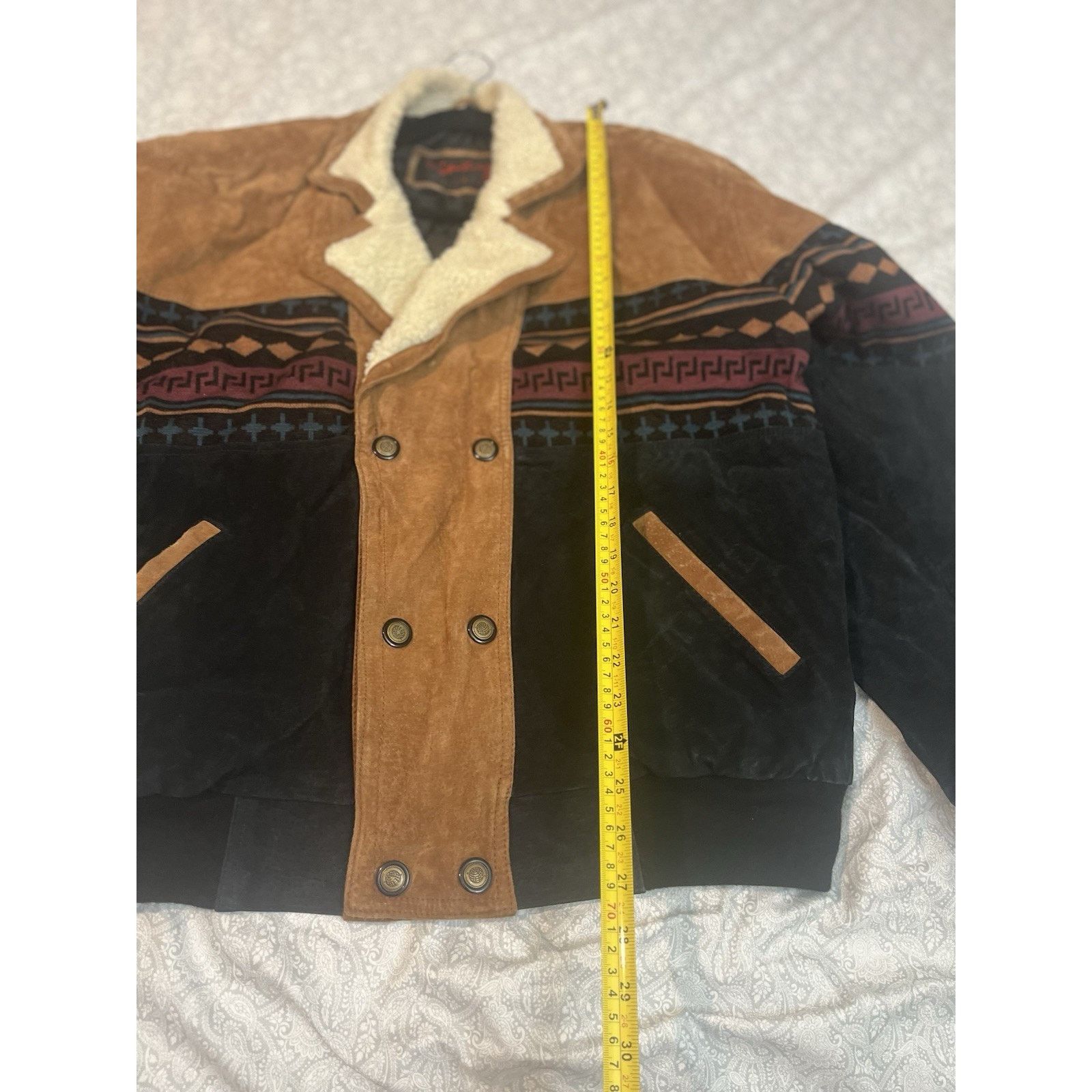 Other Vintage Leather Sherpa Lined Jacket Mens XL Western Aztec Size US XL / EU 56 / 4 - 8 Thumbnail