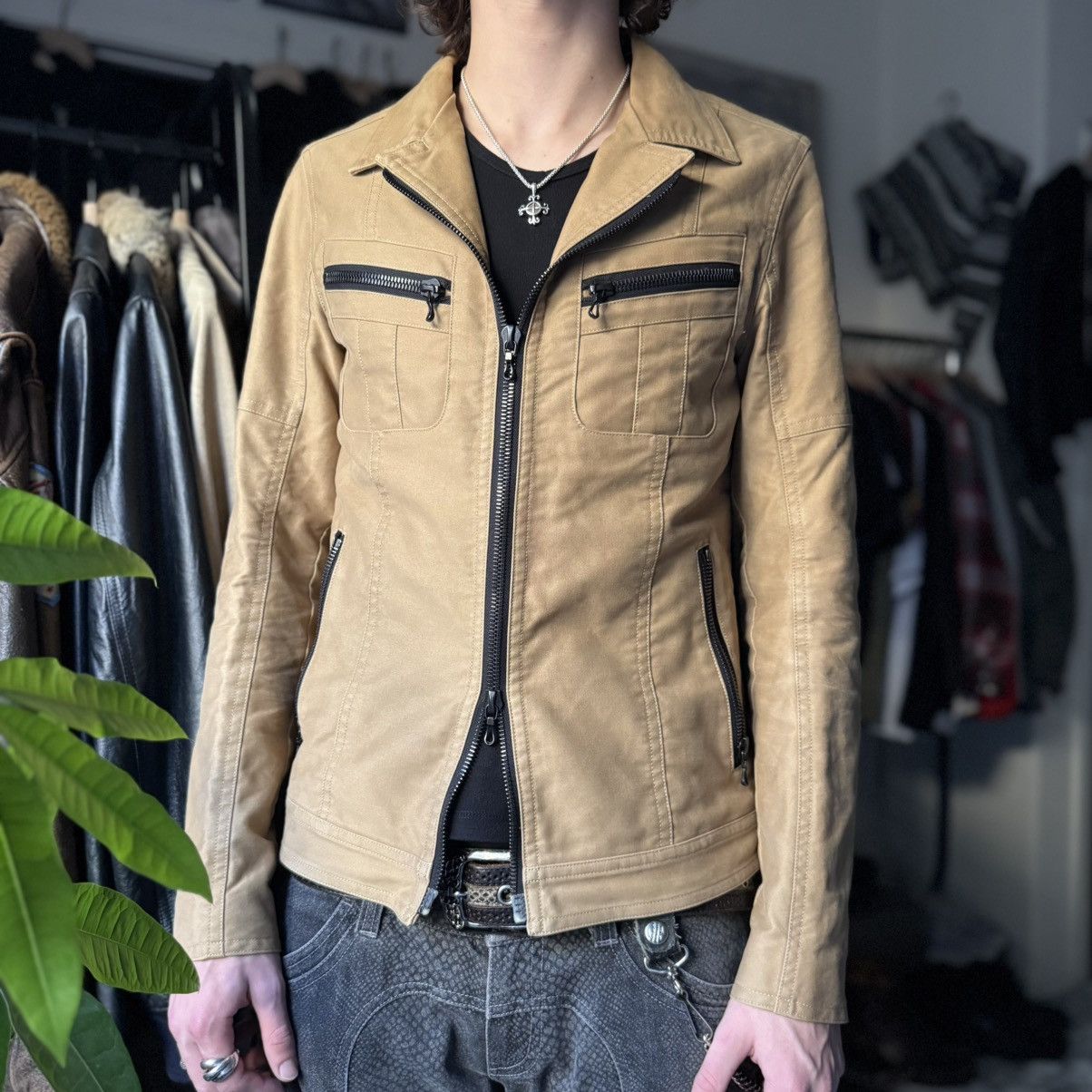 Shellac Early 2000's Shellac Double RiRi Zip Cotton Riders Jacket Size US M / EU 48-50 / 2 - 1 Thumbnail