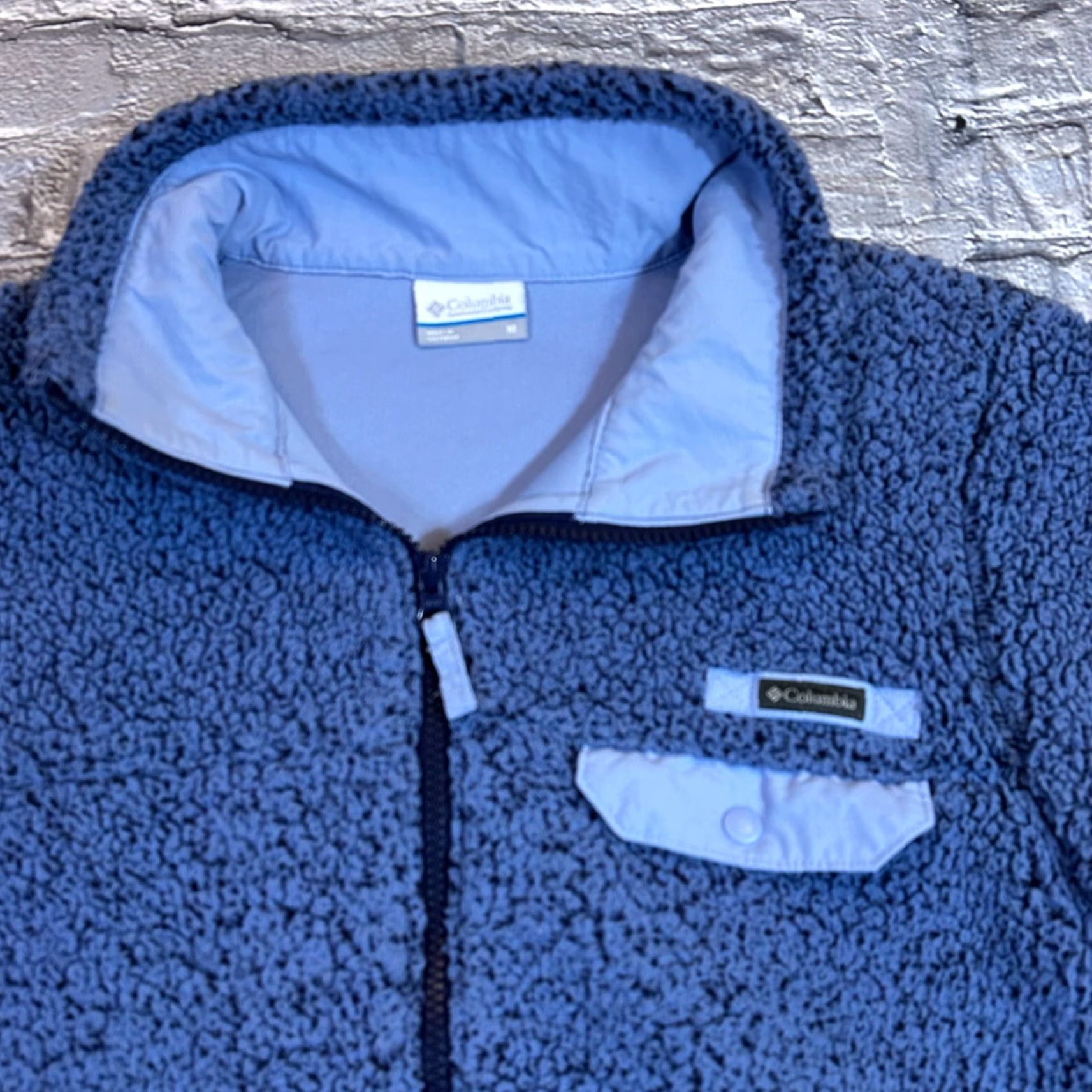 Vintage VINTAGE Columbia Blue Sherpa Fleece Full Zip Logo Pocket Jacket Women M Blue Sherpa Fleece Full Zip Logo Pocket Classic Outdoor 90s Womens Size M / US 6-8 / IT 42-44 - 5 Thumbnail