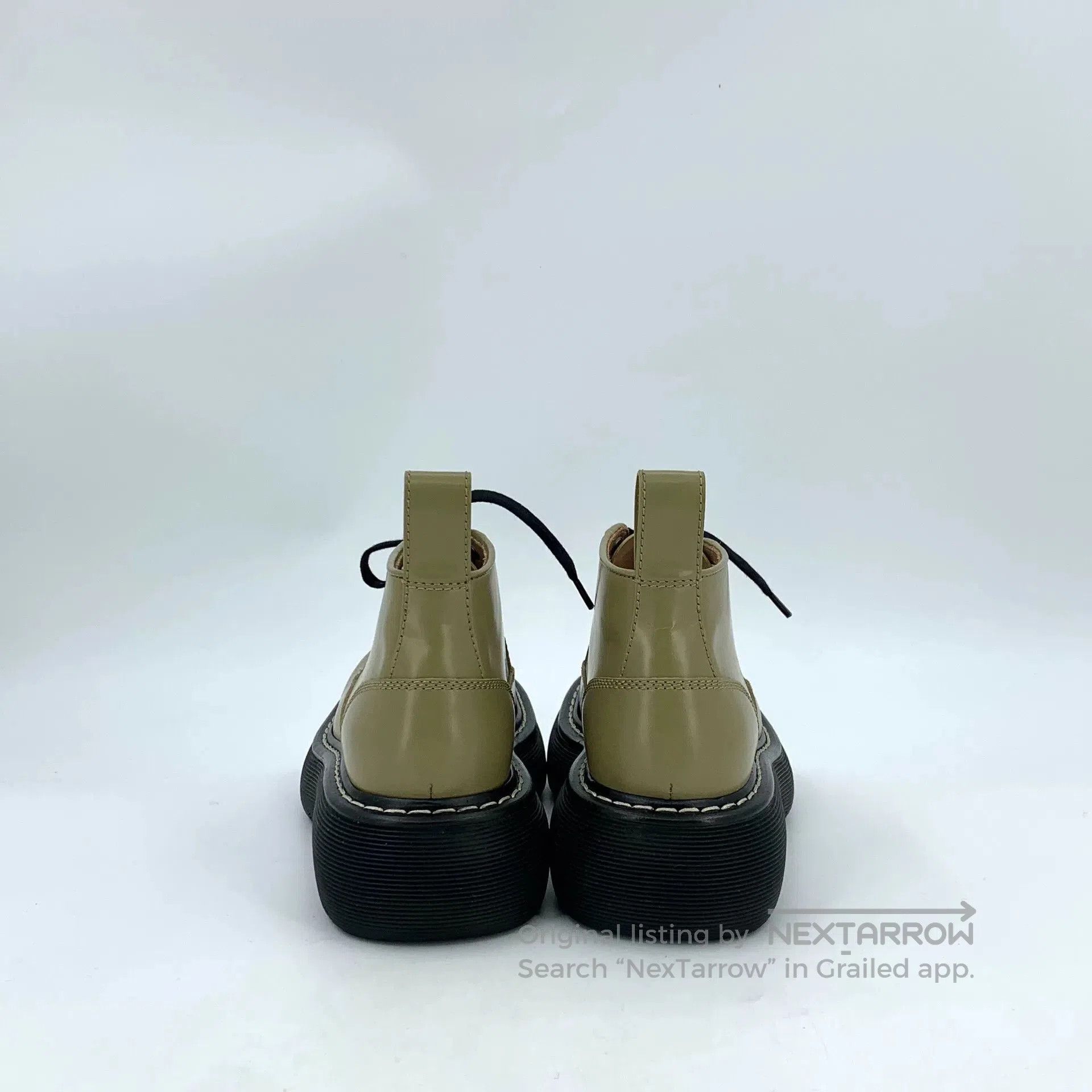 Bottega Veneta Bottega Veneta Olive Green Leather Flat Ankle Boots. Size US 5.5 / IT 35.5 - 4 Thumbnail