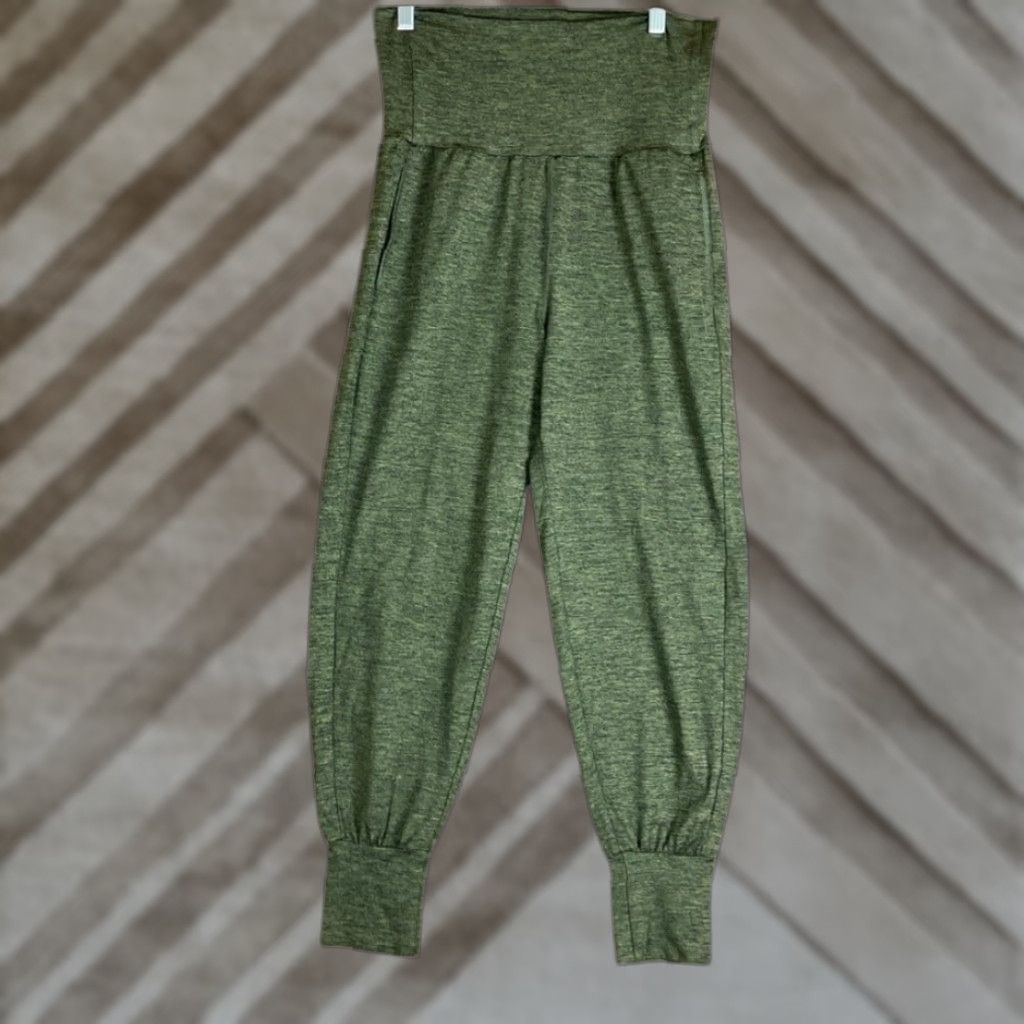 Vintage Aerie Womens Pants Heathered Green Fold Over Pull On high Rise Joggers Stretch S Size 28" / US 6 / IT 42 - 1 Thumbnail