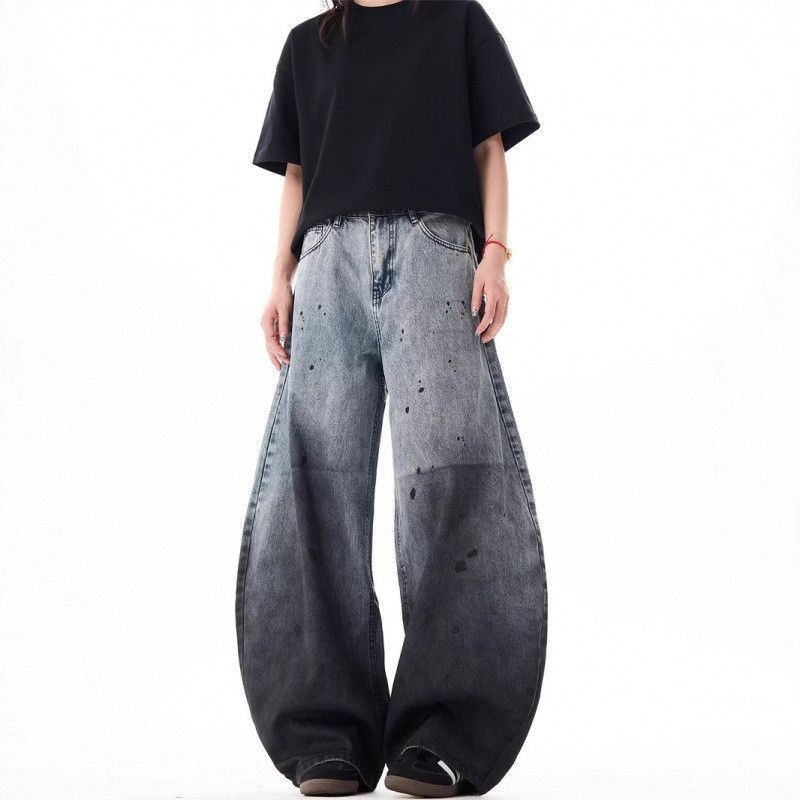 Japanese Brand × Jean Retro wide leg high street splashed ink jeans Size US 32 / EU 48 - 6 Thumbnail