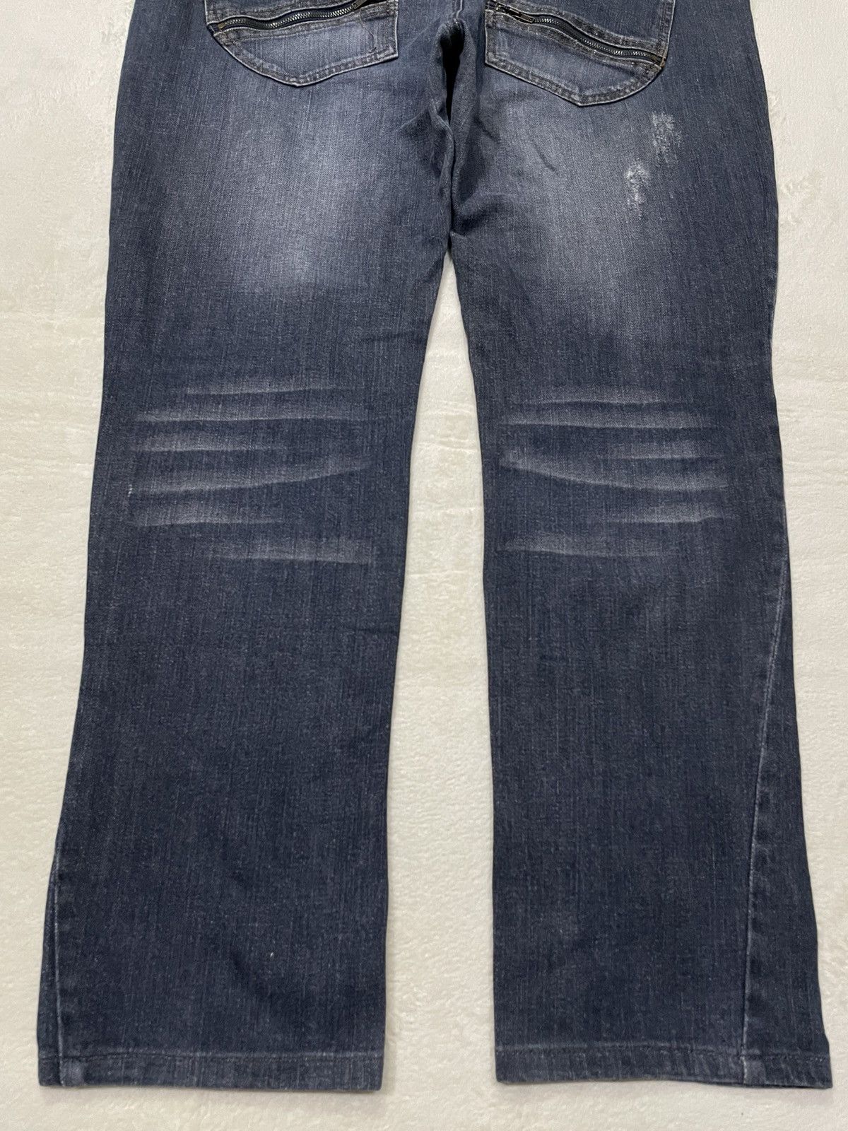 Japanese Brand Vintage Faded Distress Dark Blue Jeans Size US 38 / EU 54 - 15 Thumbnail