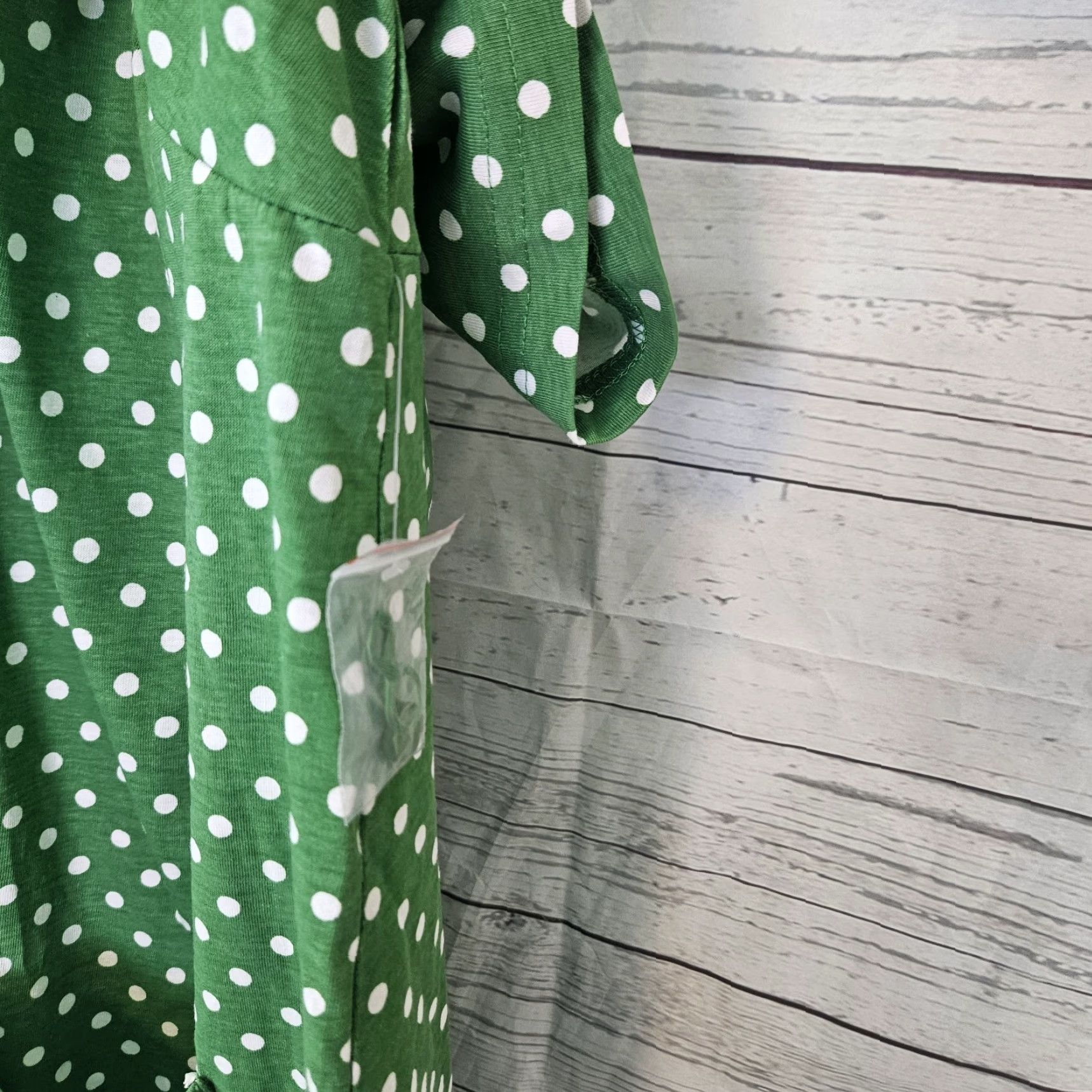 Vintage Anthony Richards Womens Top Blouse Shirt 5X Green White Polka Dot Cotton Short Sleeve Womens Size XXL / US 16-18 / IT 52-54 - 3 Thumbnail