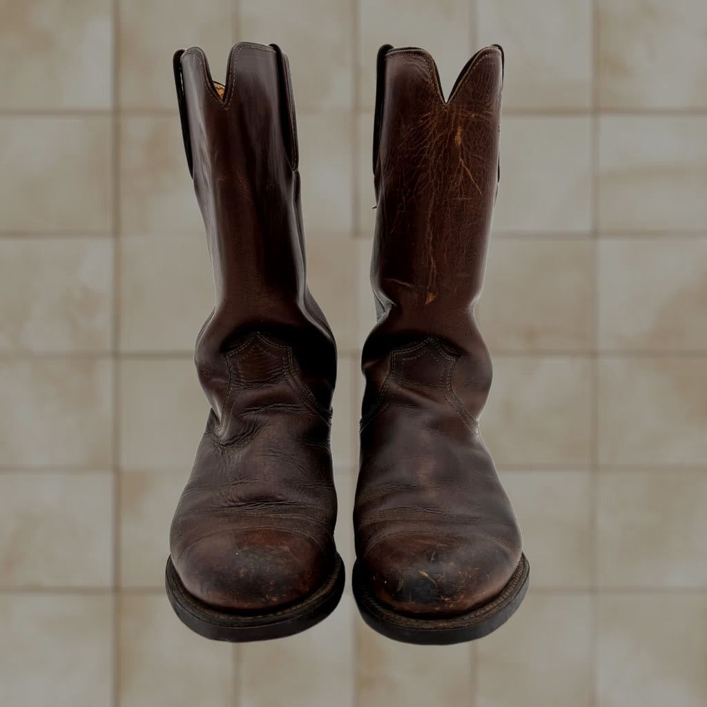Frye VINTAGE Frye Black Label Leather Roper Boots Men 7D Western Workwear Boots Mens 7D Brown Leather Western 60s Size US 7 / EU 40 - 1 Thumbnail