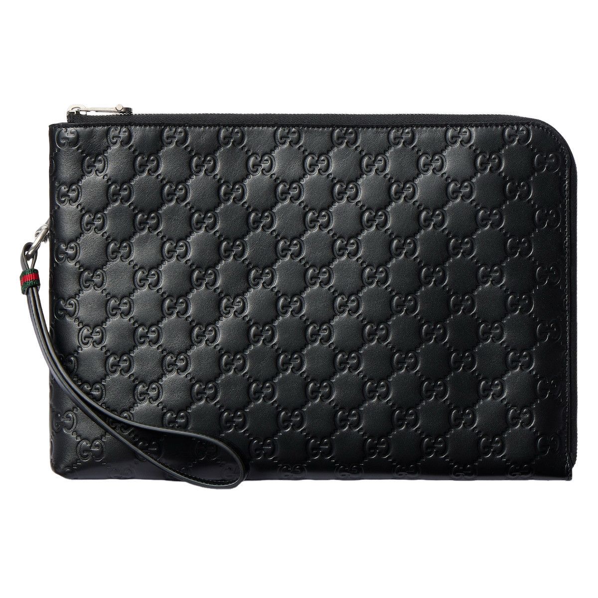 GUCCI $1150 Black GG Emblem Pouch New & Authentic