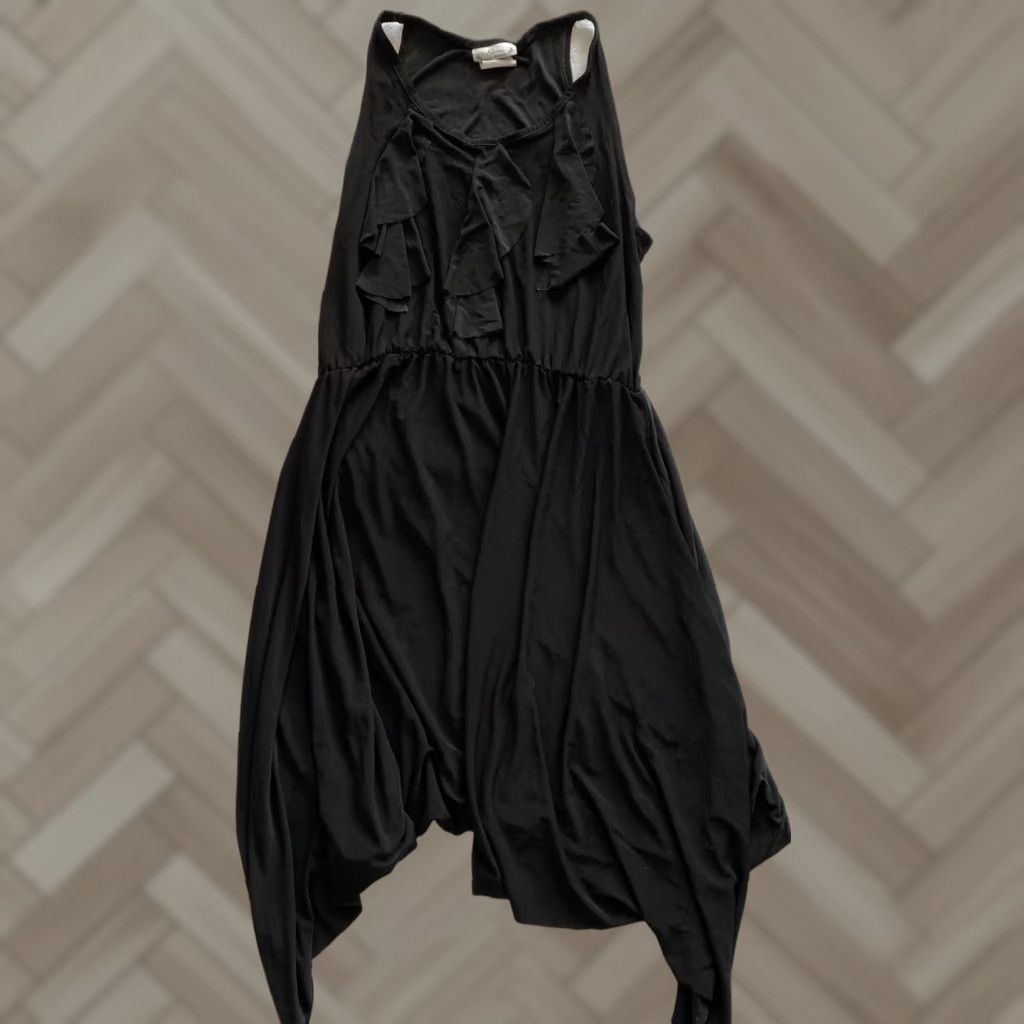 Vintage Abria Sleeveless Dress Black Midi L Women V-Neck Strappy Sleeve Pullover Elastic Waist Casual / 18-33 Regular Size L / US 10 / IT 46 - 1 Thumbnail