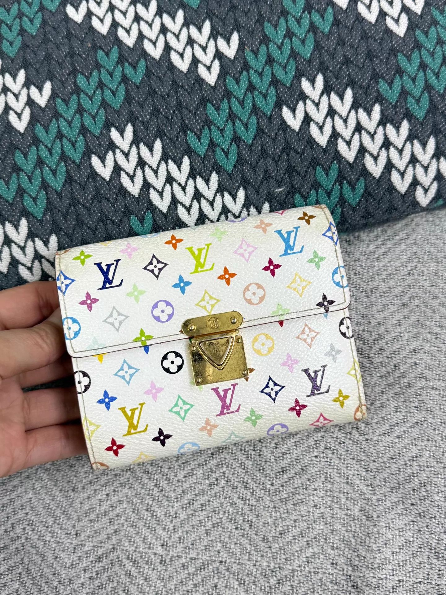 Louis Vuitton LV white multicolor tri-fold wallet Size ONE SIZE - 1 Thumbnail