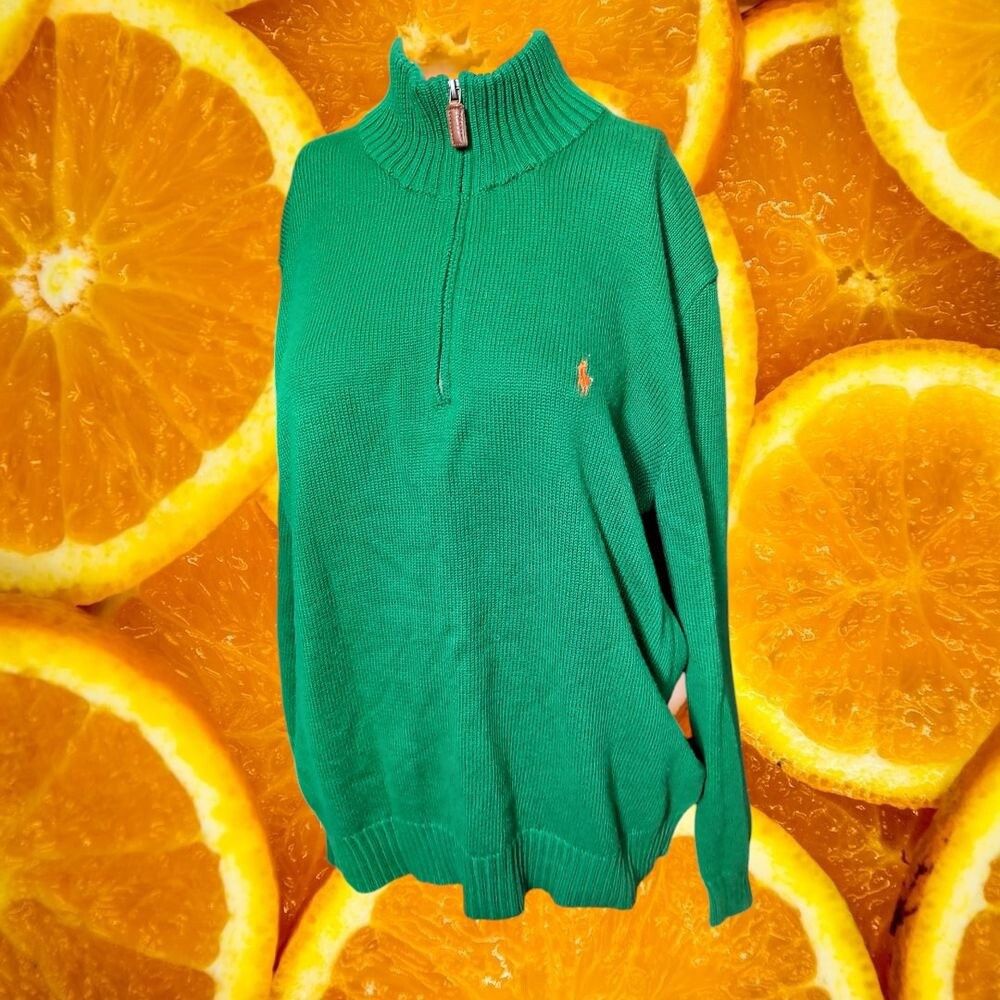 Polo Ralph Lauren Polo Ralph Lauren 1/4 Zip Pullover Sweater Green Pony Logo C Size US L / EU 52-54 / 3 - 1 Thumbnail