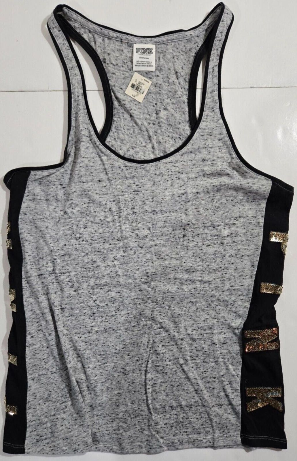 Designer Victoria's Secret Pink Racerback Tank Top with Bling NEW Size L / US 10 / IT 46 - 1 Thumbnail