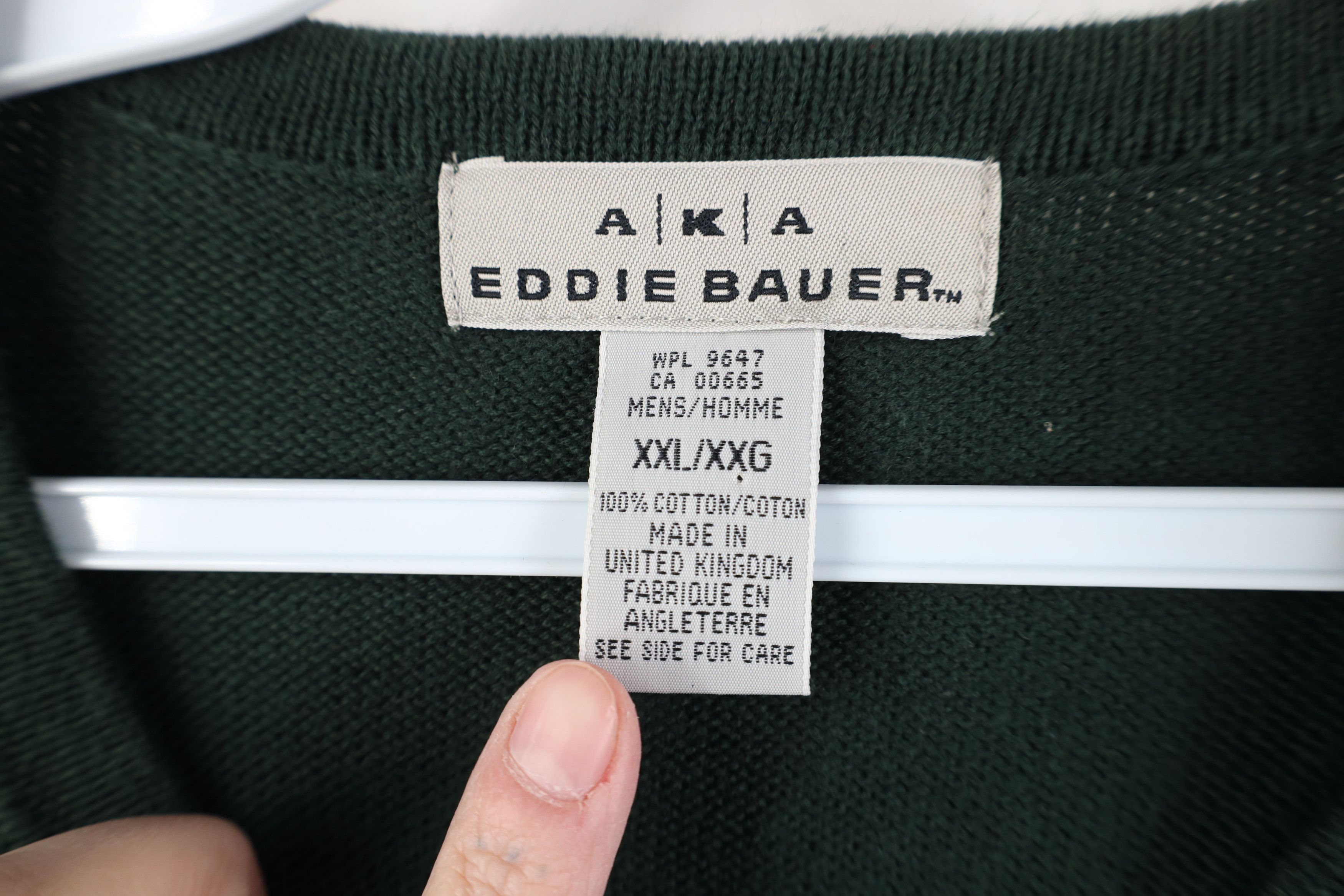 Eddie Bauer Vintage 90s Eddie Bauer Blank Cotton Knit Sweater Vest Green Size US XXL / EU 58 / 5 - 6 Thumbnail